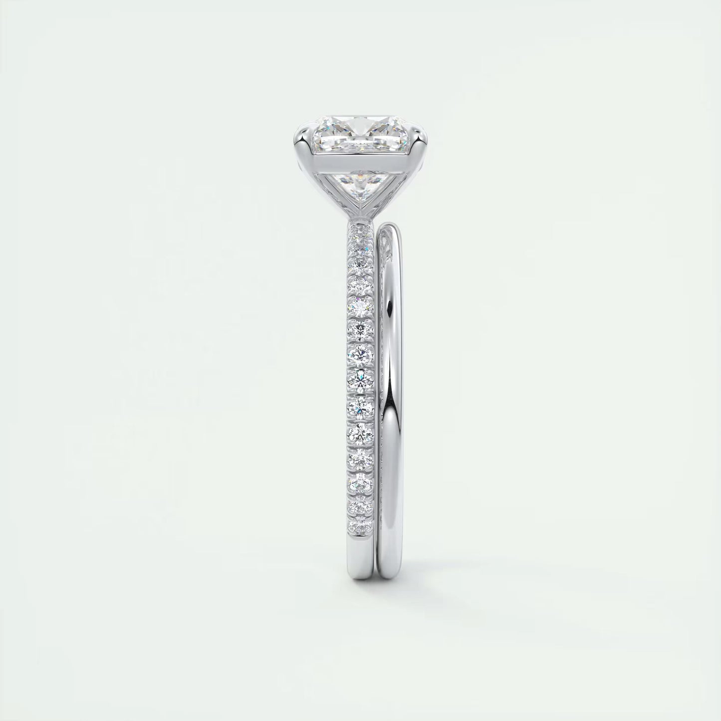2.25 Ct Harper Pavé Cushion Center with 1.5mm French Set Pavé Ring