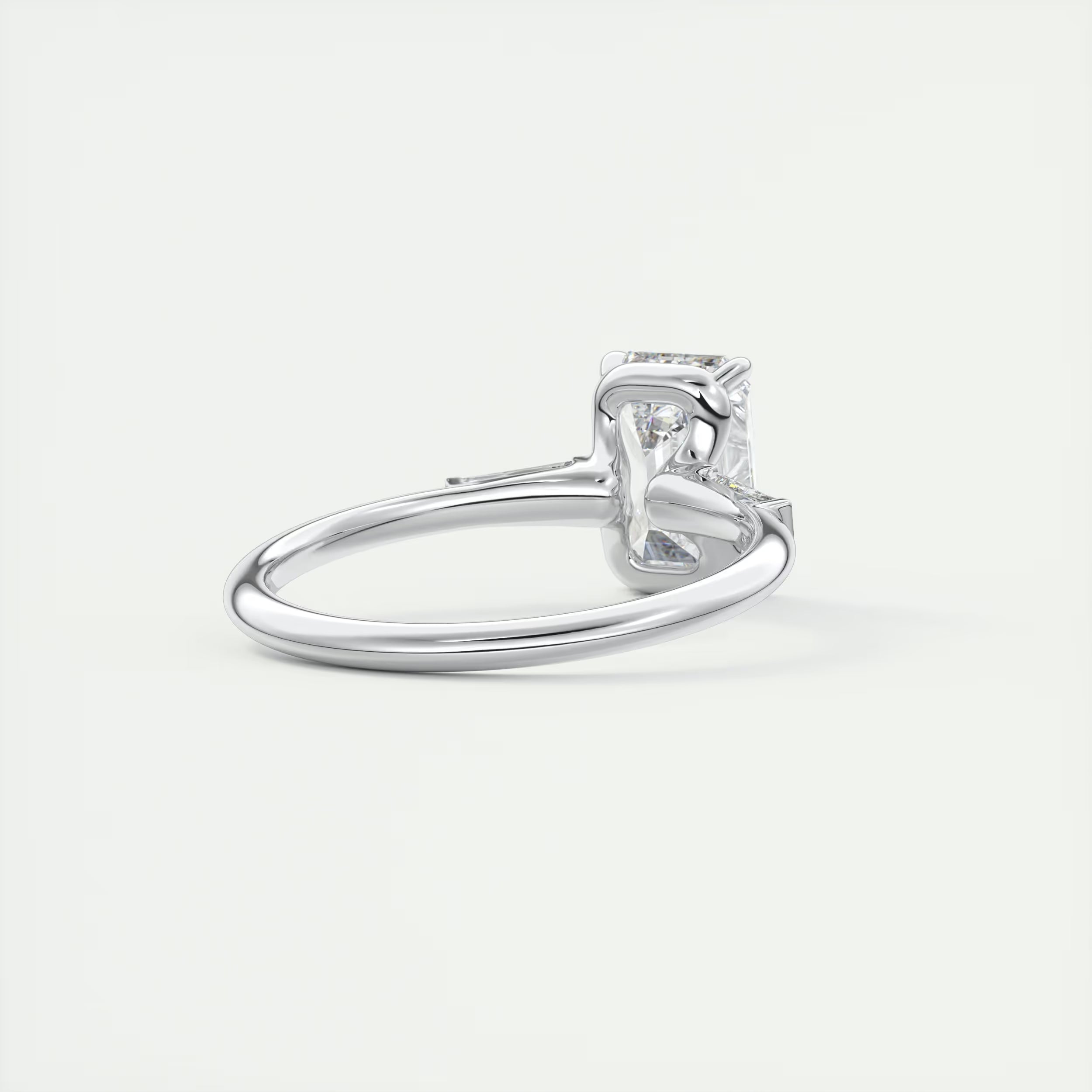 2.15 Ct Center Stone Emerald Plunge Three Stone Engagement Rings