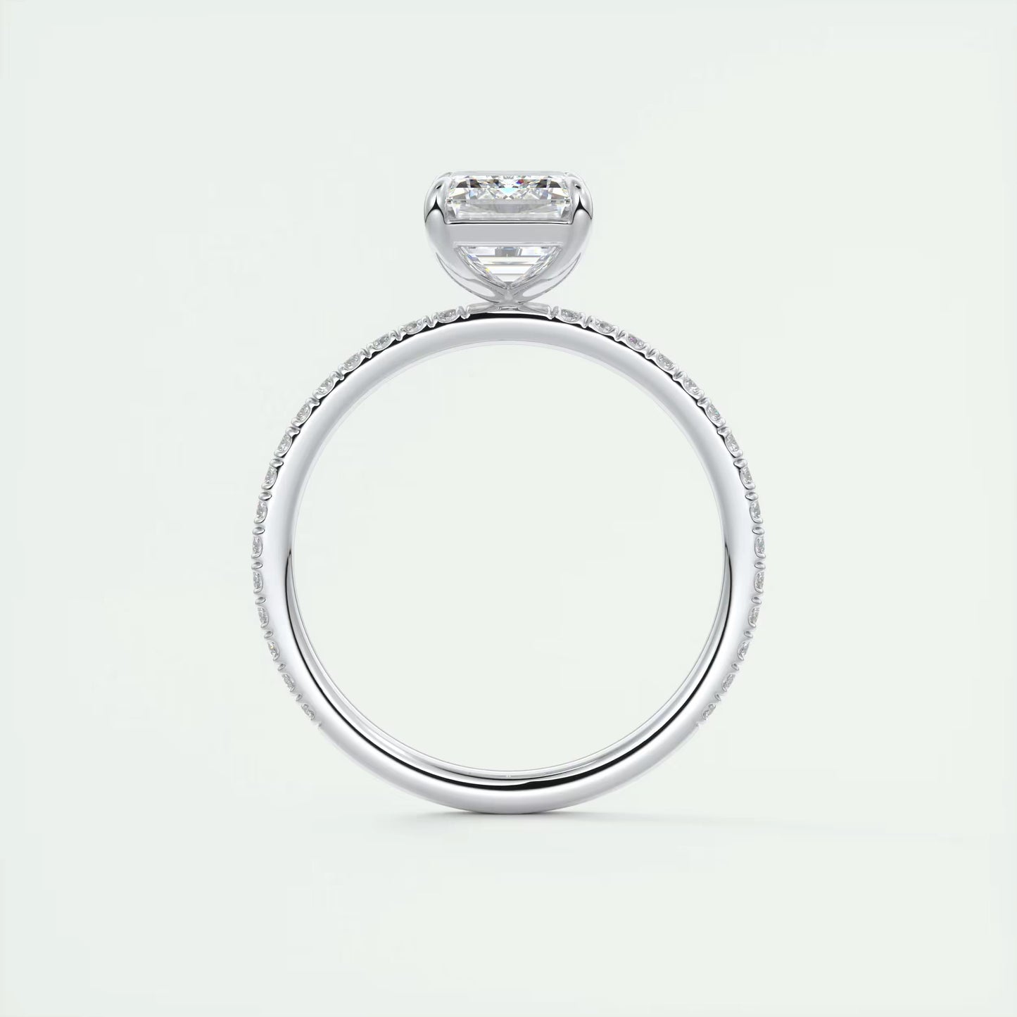 2.25 Ct Harper Pavé Emerald Center with 1.5mm French Set Pavé Ring