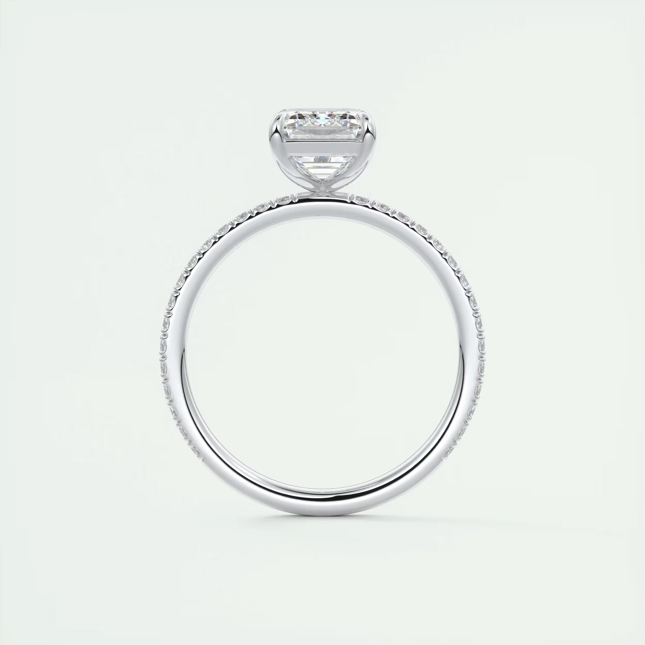 2.25 Ct Harper Pavé Center Stone Emerald with 1.5mm French Set Pavé Ring