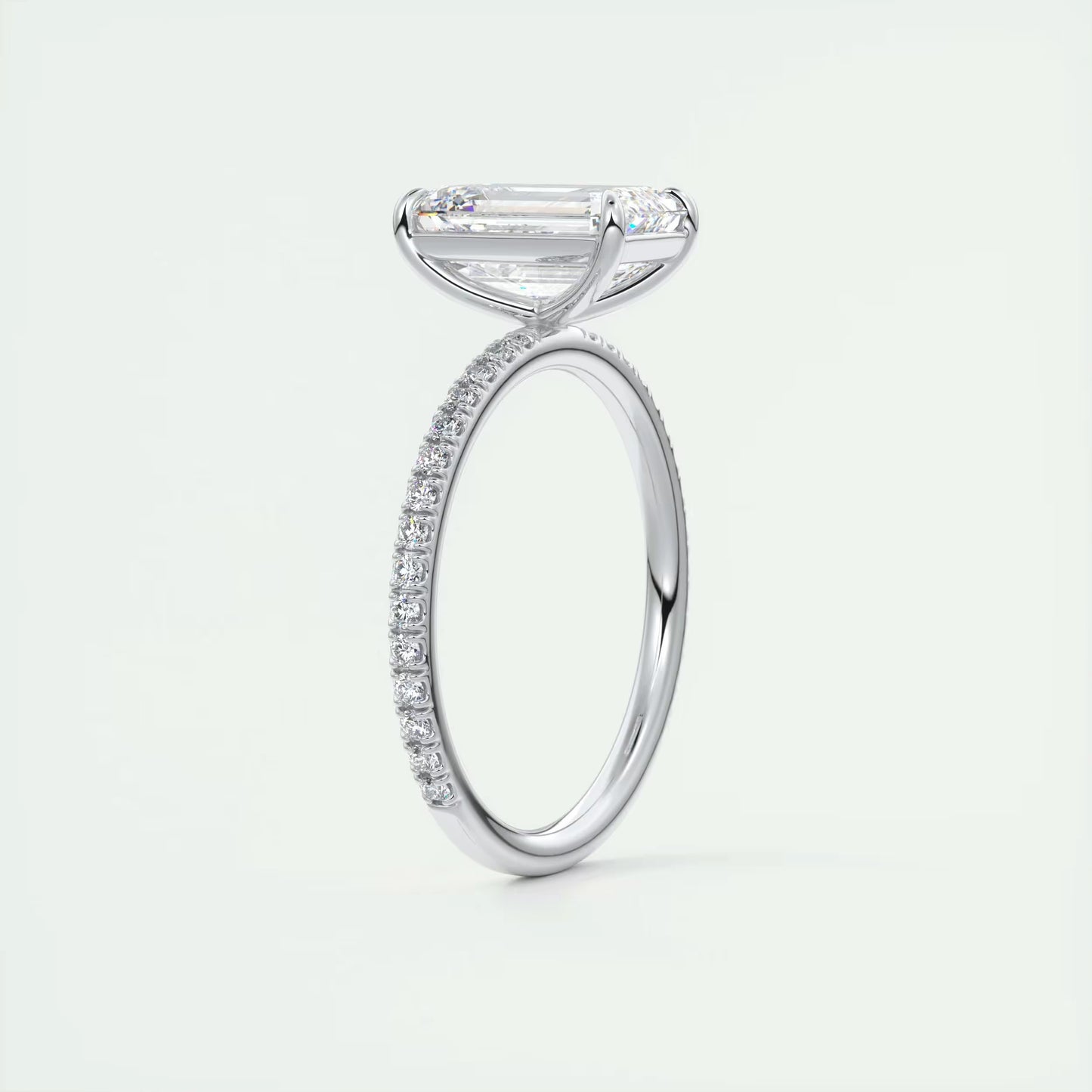 2.25 Ct Harper Pavé Emerald Center with 1.5mm French Set Pavé Ring
