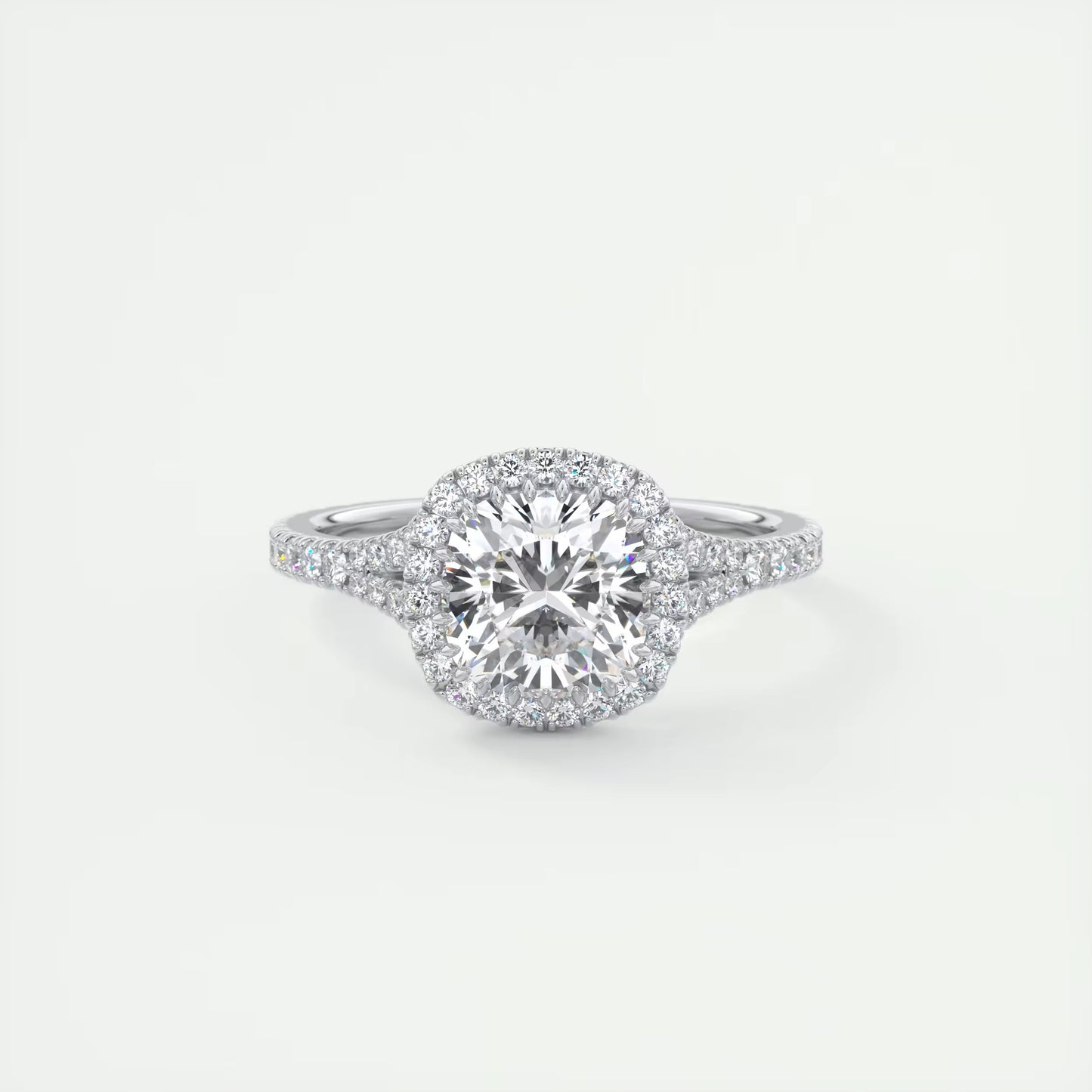 2.50 Ct The French Halo Cushion Cut Diamond with Miniature Prongs french pavé Ring