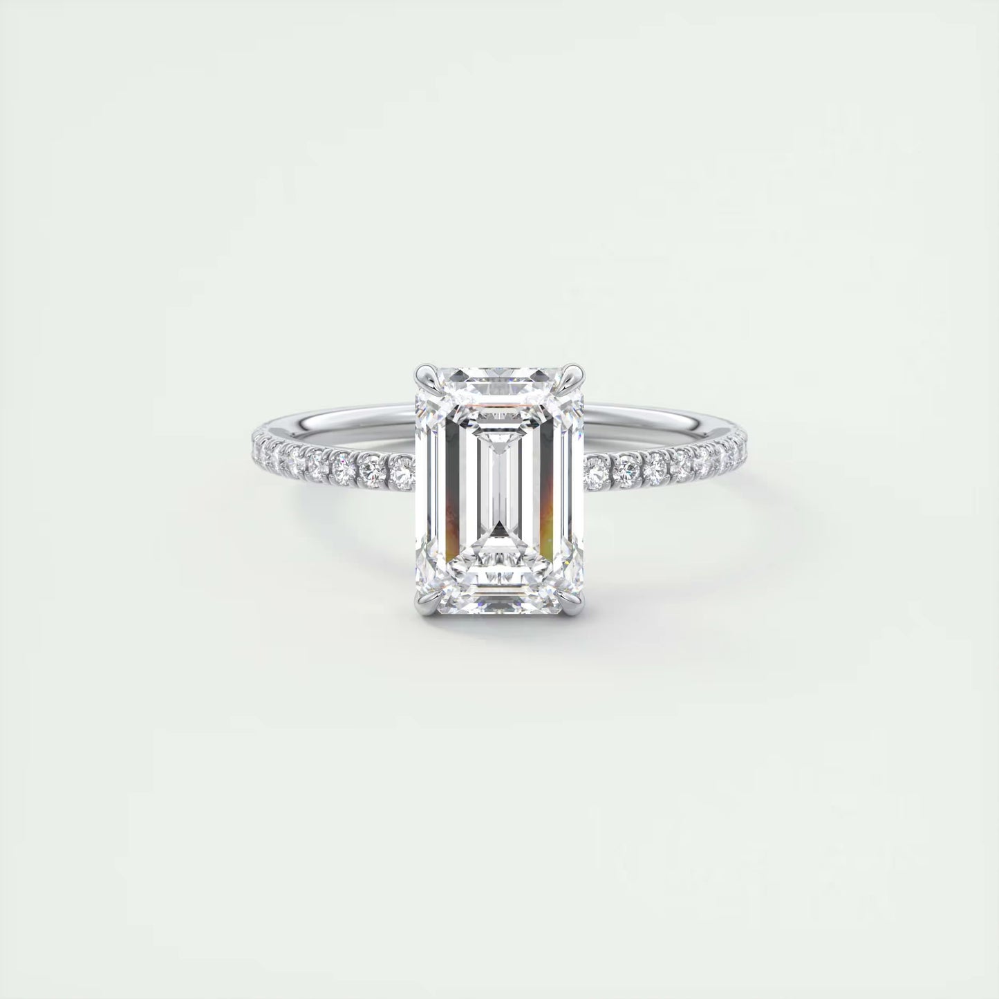 2.25 Ct Harper Pavé Emerald Center with 1.5mm French Set Pavé Ring