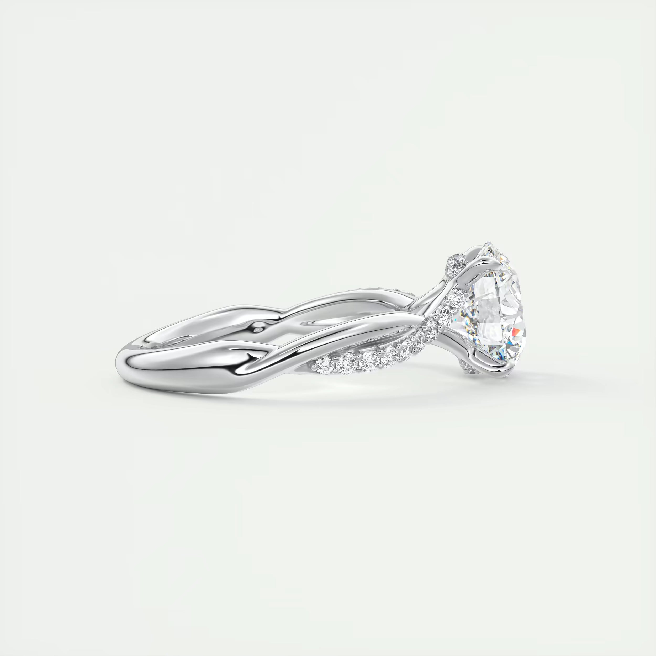 2.15 Ct The Knot Pave Round Interwoven Solitaire Rings