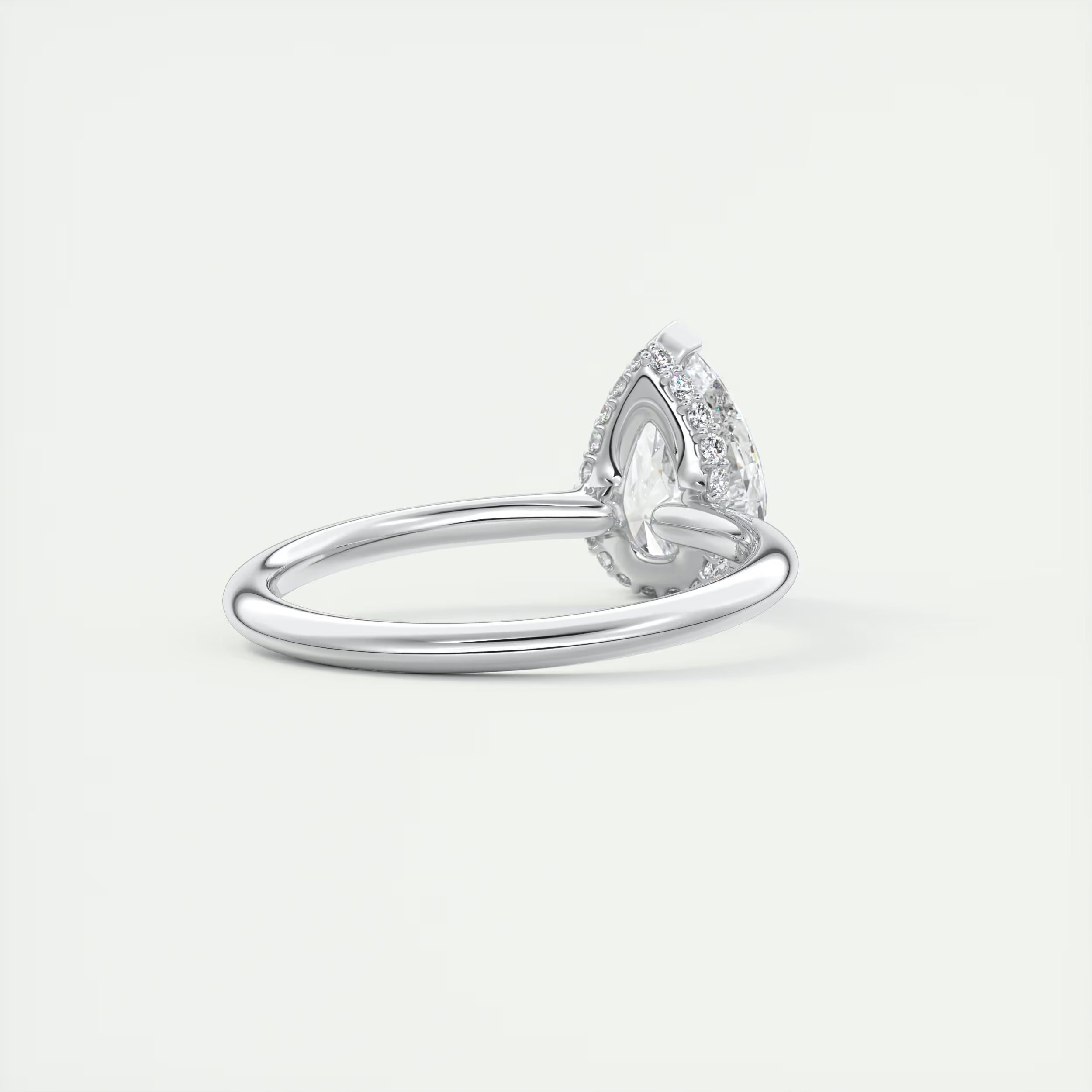 2.10 Ct Plunge Hidden Halo Center Stone Pear & Side Stone Round- Low Profile with Diamond Details Engagement Rings