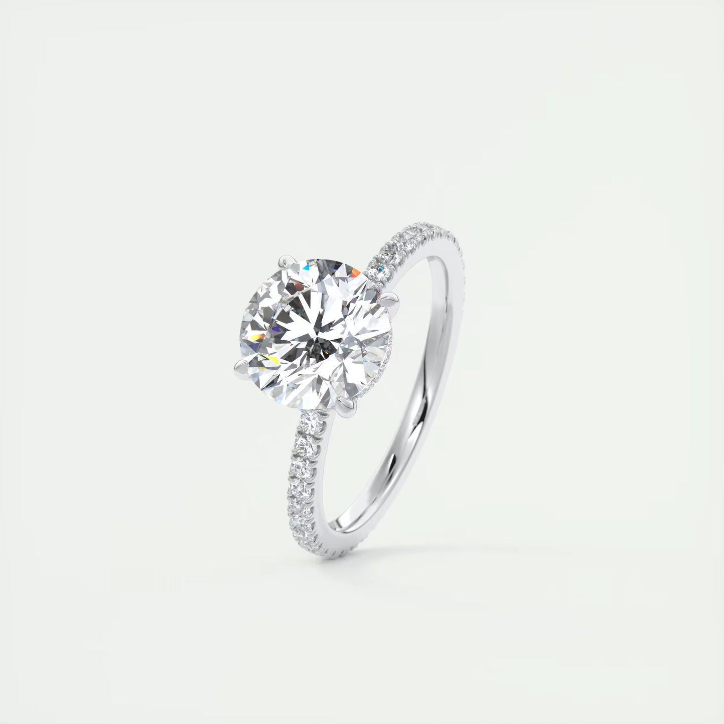 2.30 Ct The Harper Deluxe Round Hidden Halo Pave Setting Ring