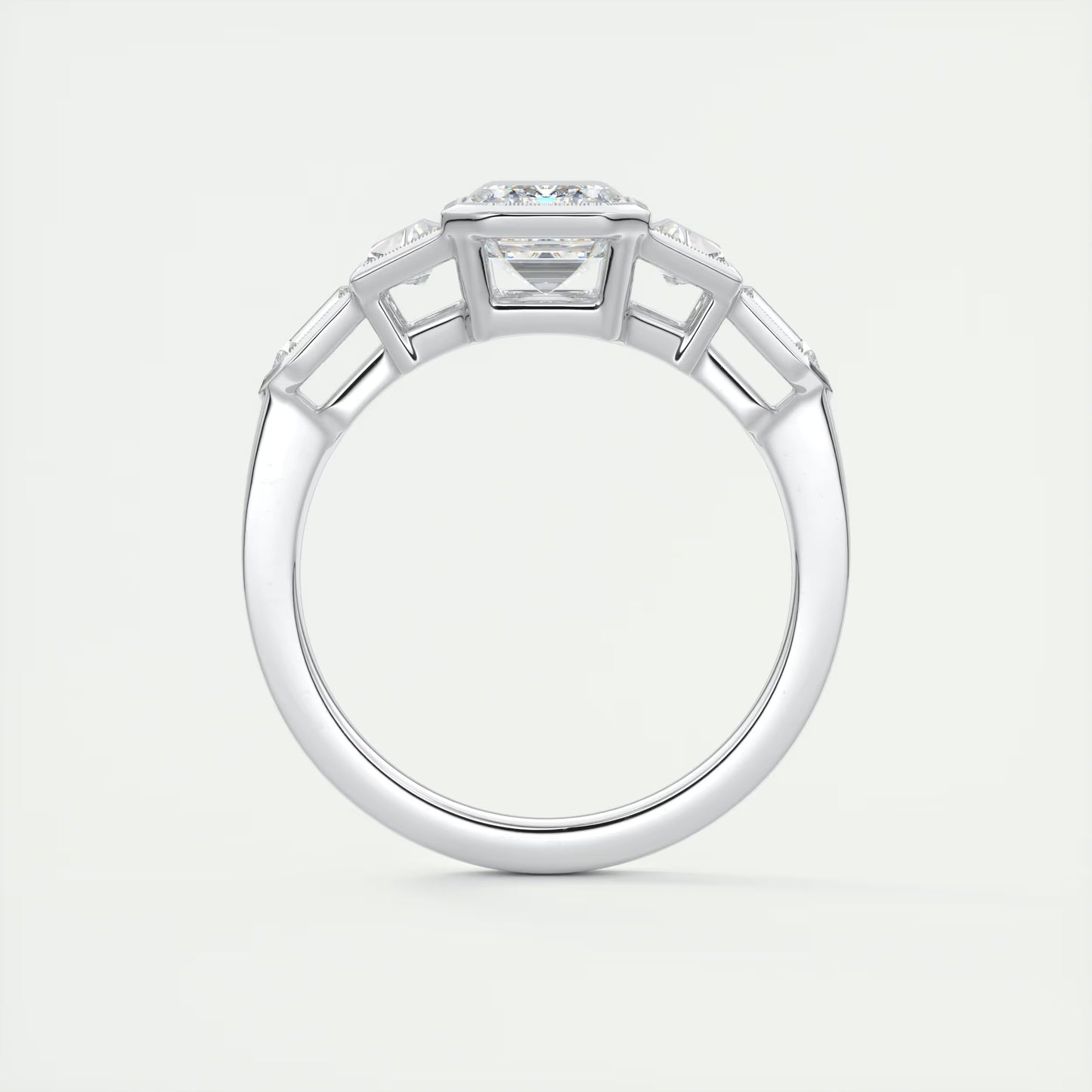 2.16 Ct The Deco Bullet & Trapezoid &Emerald - The Deco Five Stone Ring Engagement Rings