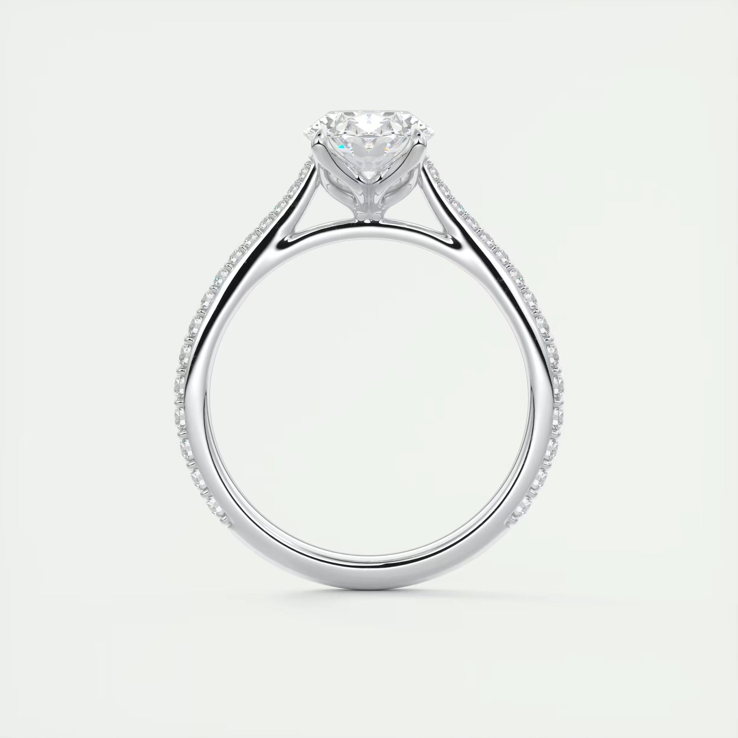 1.85 Ct Cathedral Royale Pavé Oval Floral Solitaire Ring