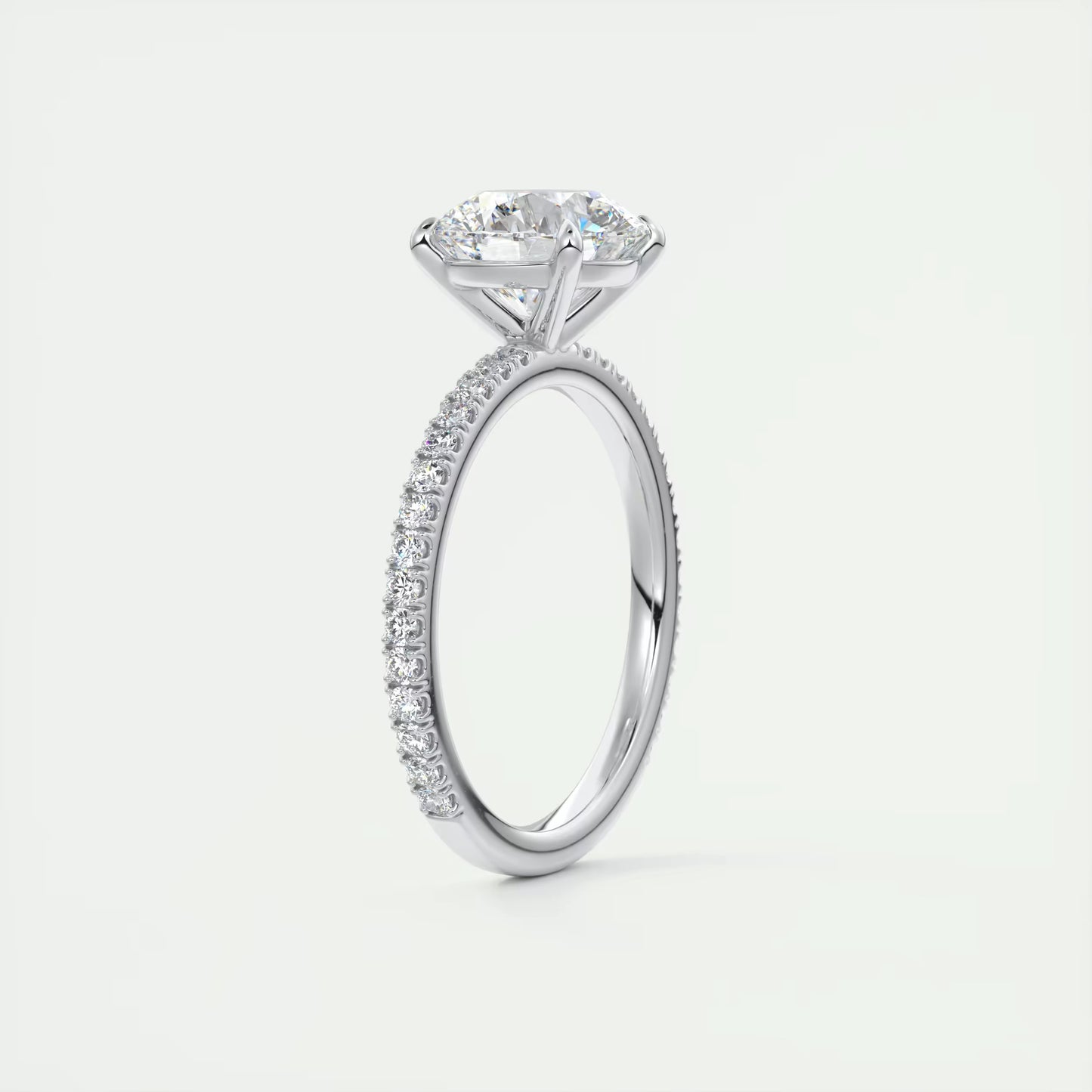 2.25 Ct Harper Classic Pavé Round Solitaire Pavé Setting Ring