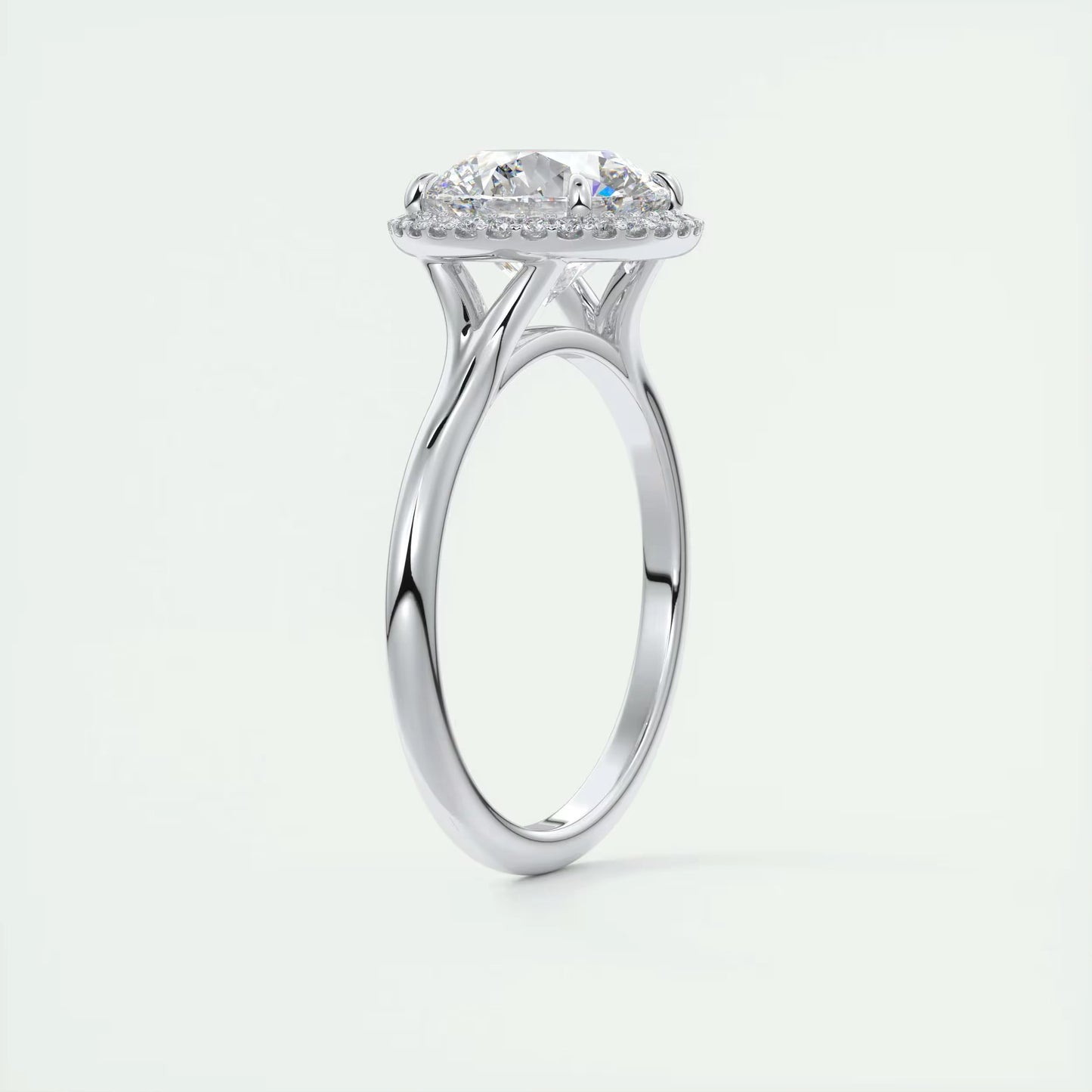 2.15 Ct The Breezy Halo Round Center with French Set Halo Ring