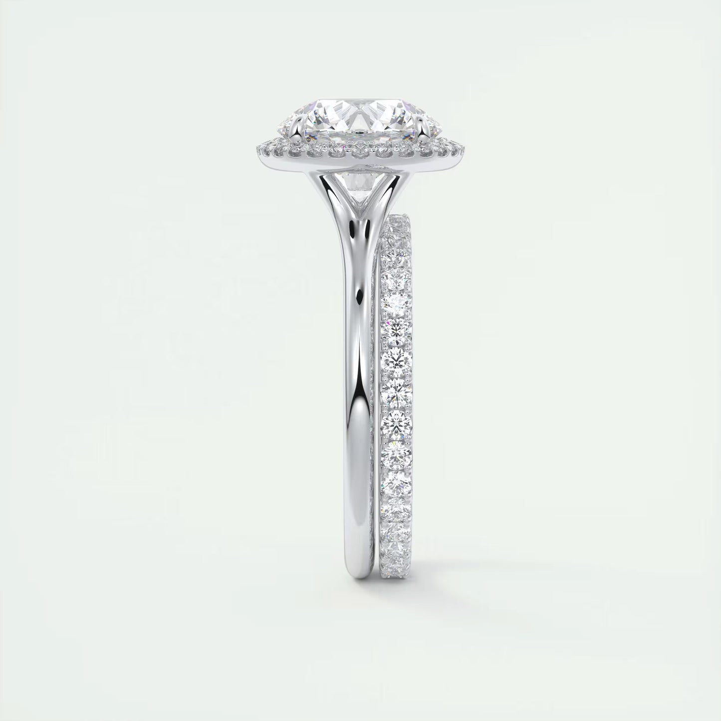 2.15 Ct The Breezy Halo Round Center with French Set Halo Ring
