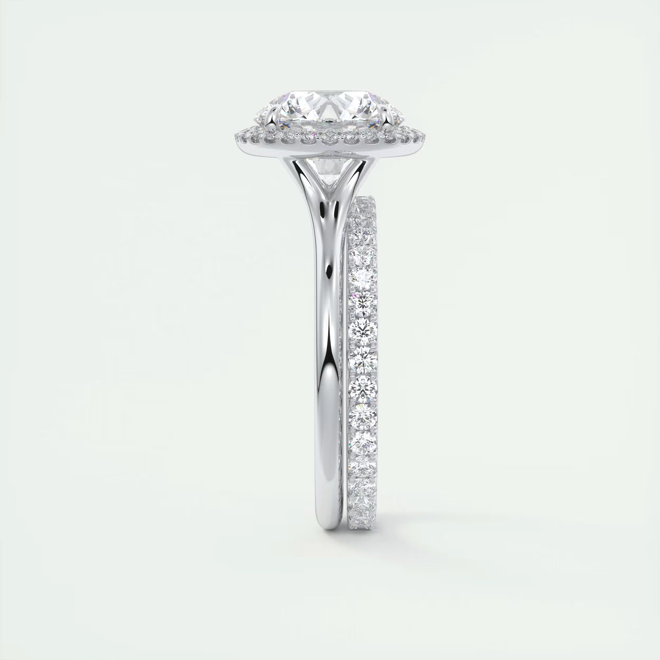 2.15 Ct The Breezy Halo Round Center with French Set Halo Rings
