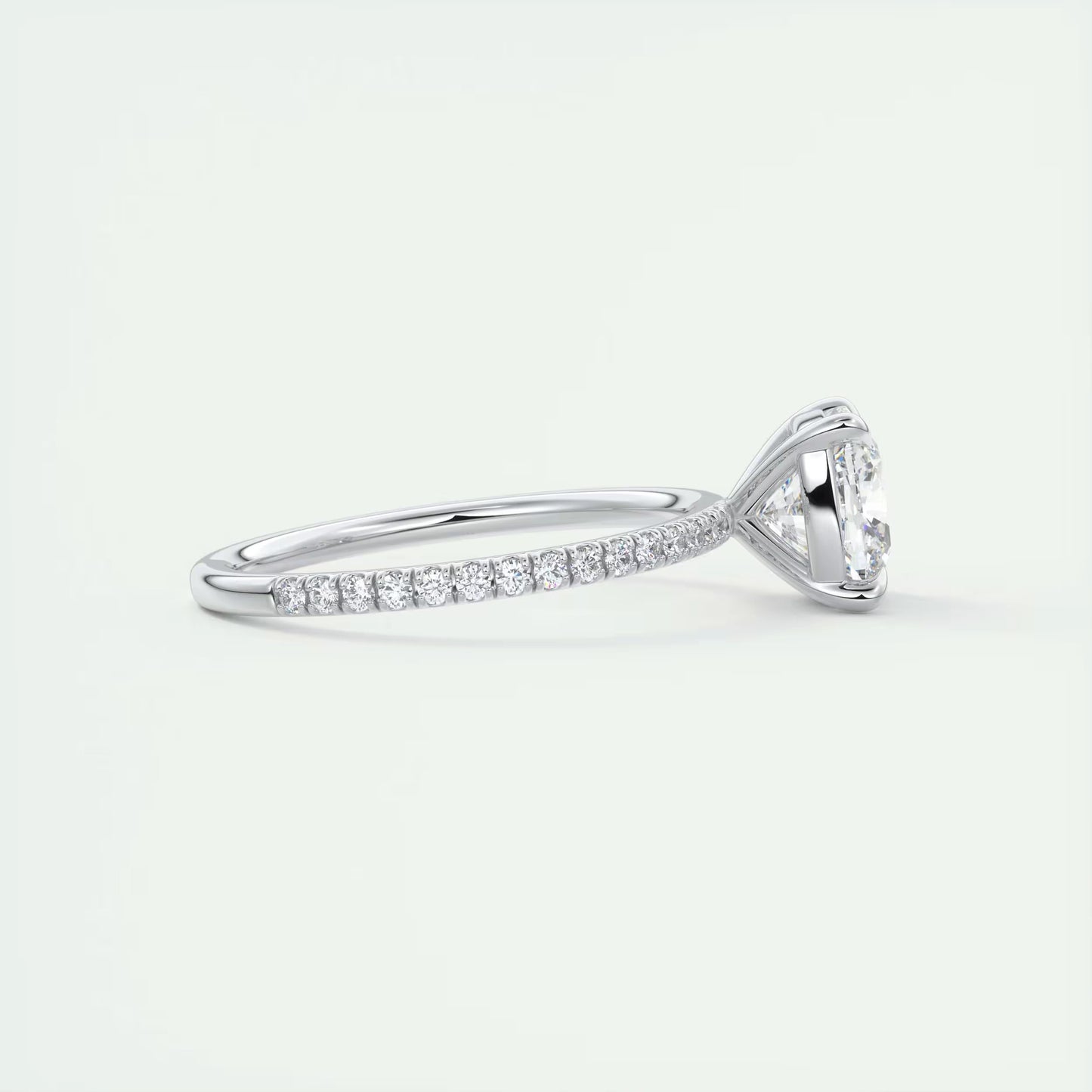 2.25 Ct Harper Pavé Cushion Center with 1.5mm French Set Pavé Ring