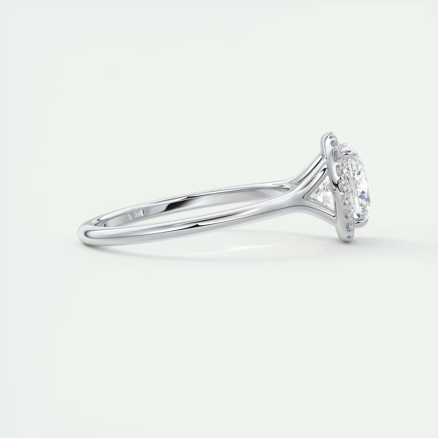 2.10 CtThe Breezy Halo Cushion Center with French Set Halo Ring