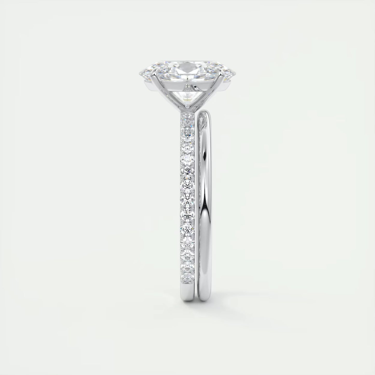 2.25 Ct Harper Pavé Oval Center with 1.5mm French Set Pavé Ring