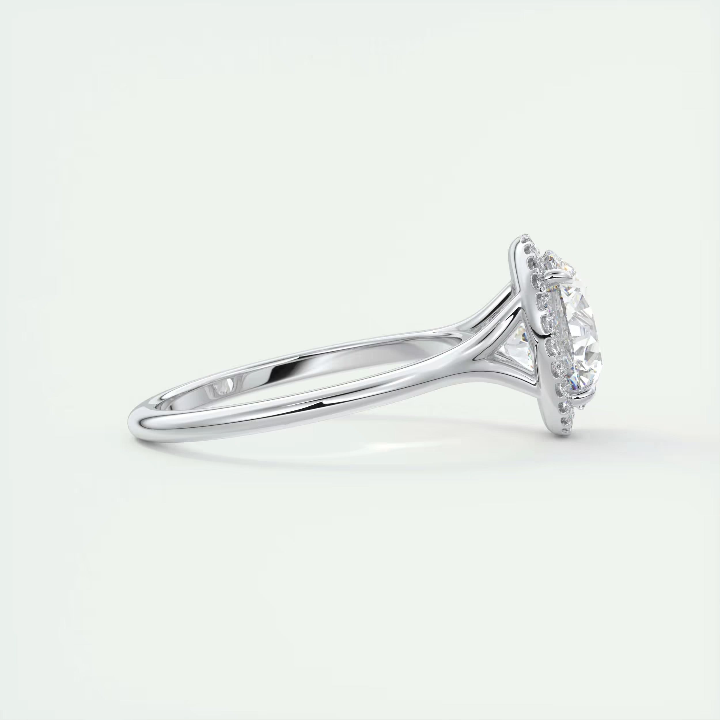 2.15 Ct The Breezy Halo Round Center with French Set Halo Rings