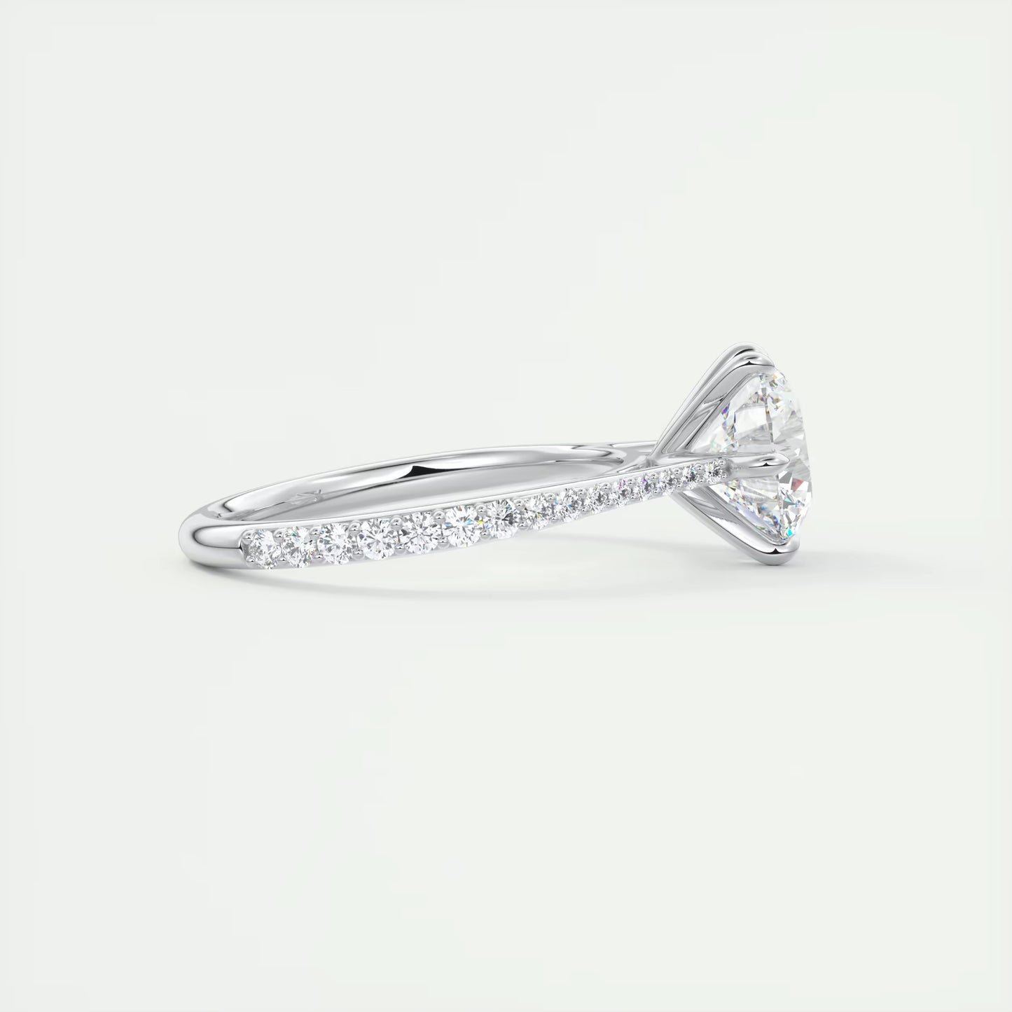 2.30 Ct The Six Point Cathedral Pavé Round Solitaire Ring