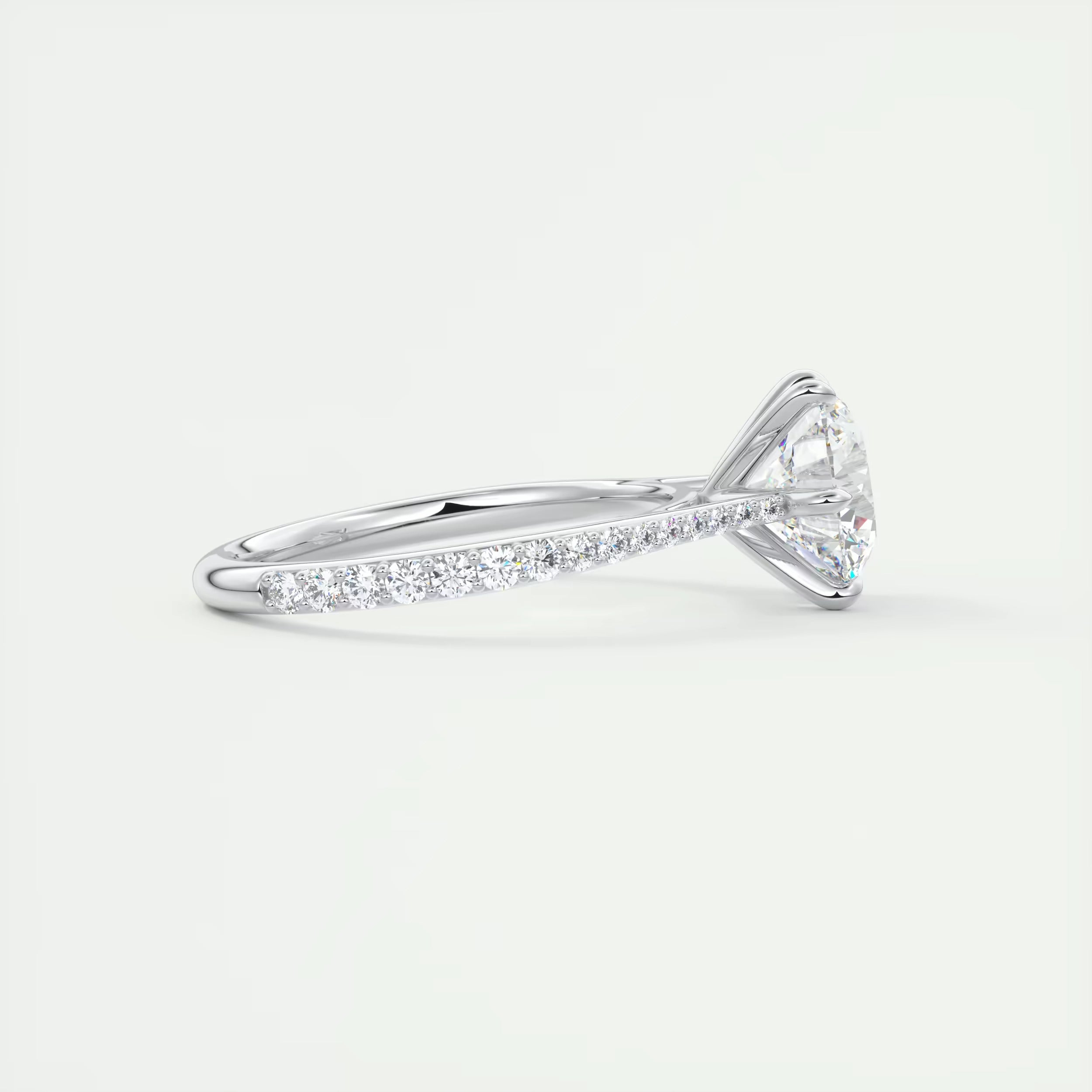2.30 Ct The Six Point Cathedral Pavé Round Solitaire Rings