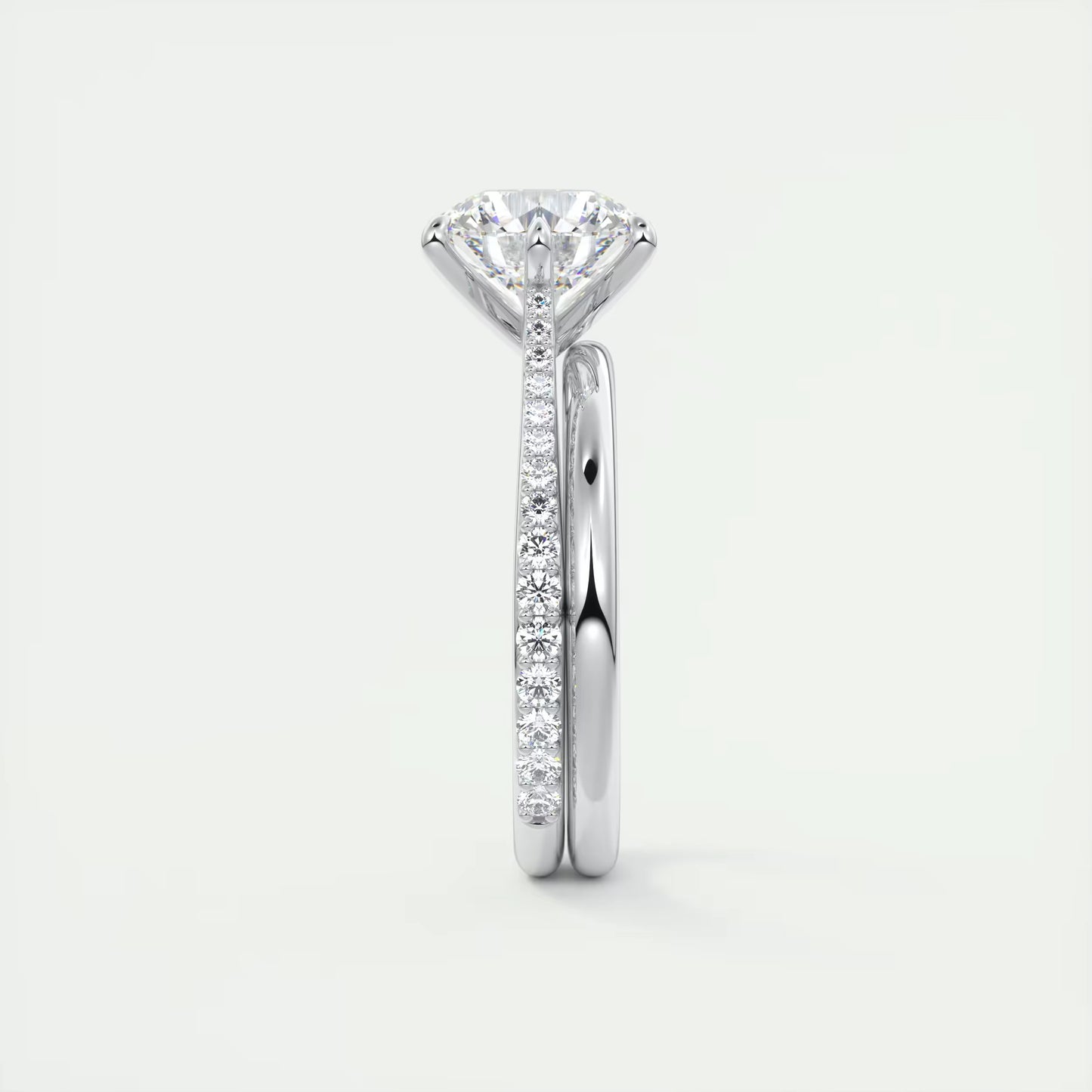 2.30 Ct The Six Point Cathedral Pavé Round Solitaire Ring