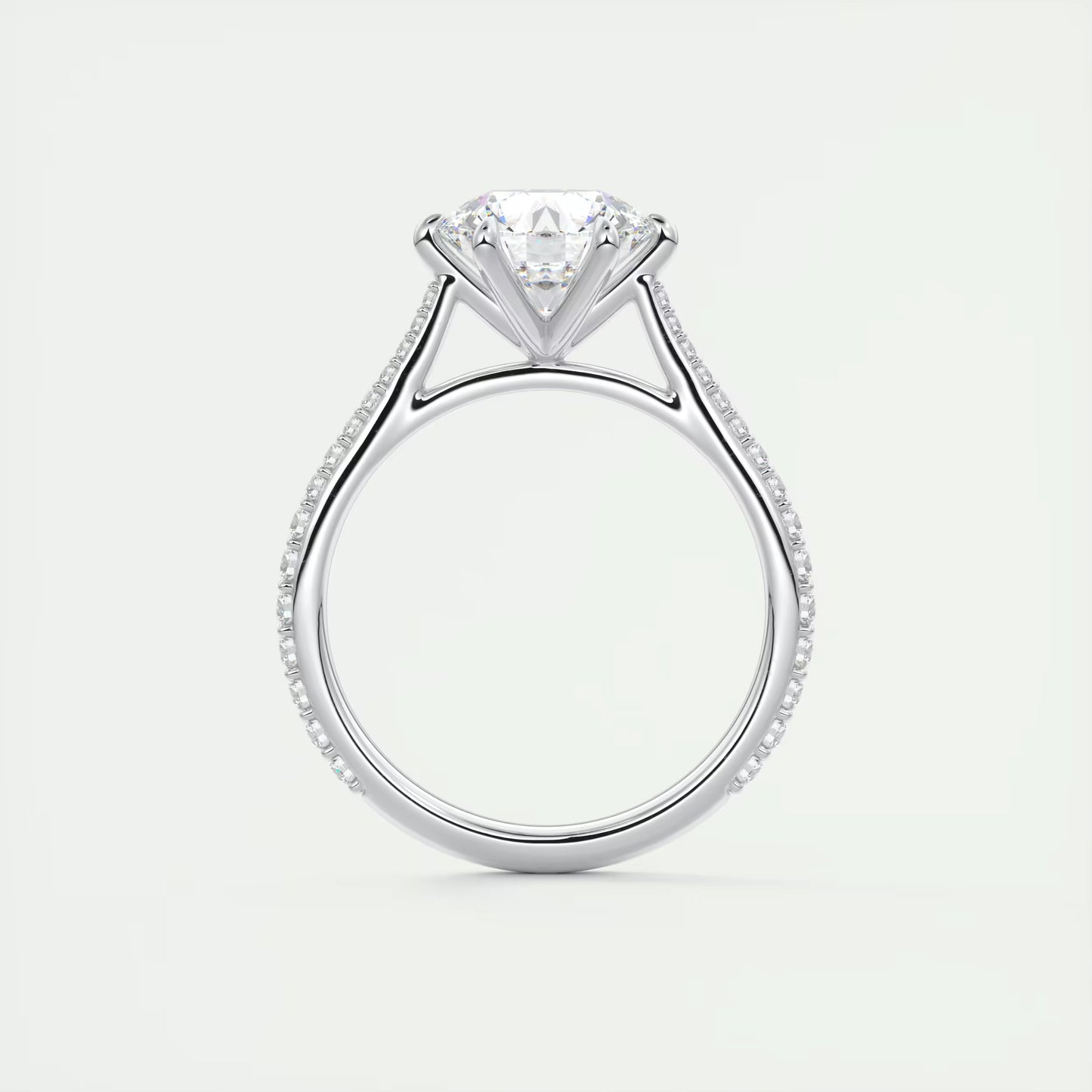 2.30 Ct The Six Point Cathedral Pavé Round Solitaire Ring