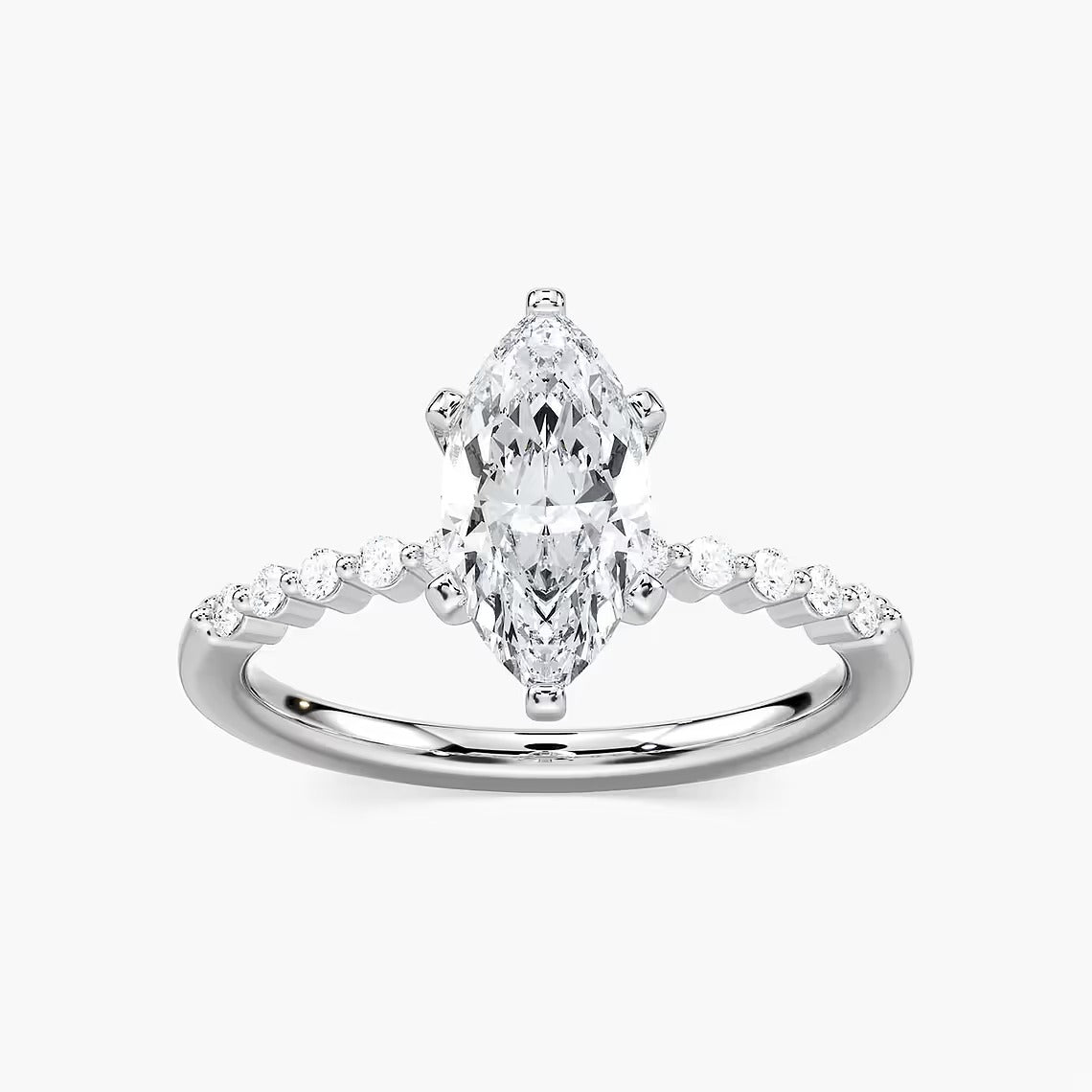 1.75 Ct In Marquise Bardot Scallop Engagement Ring
