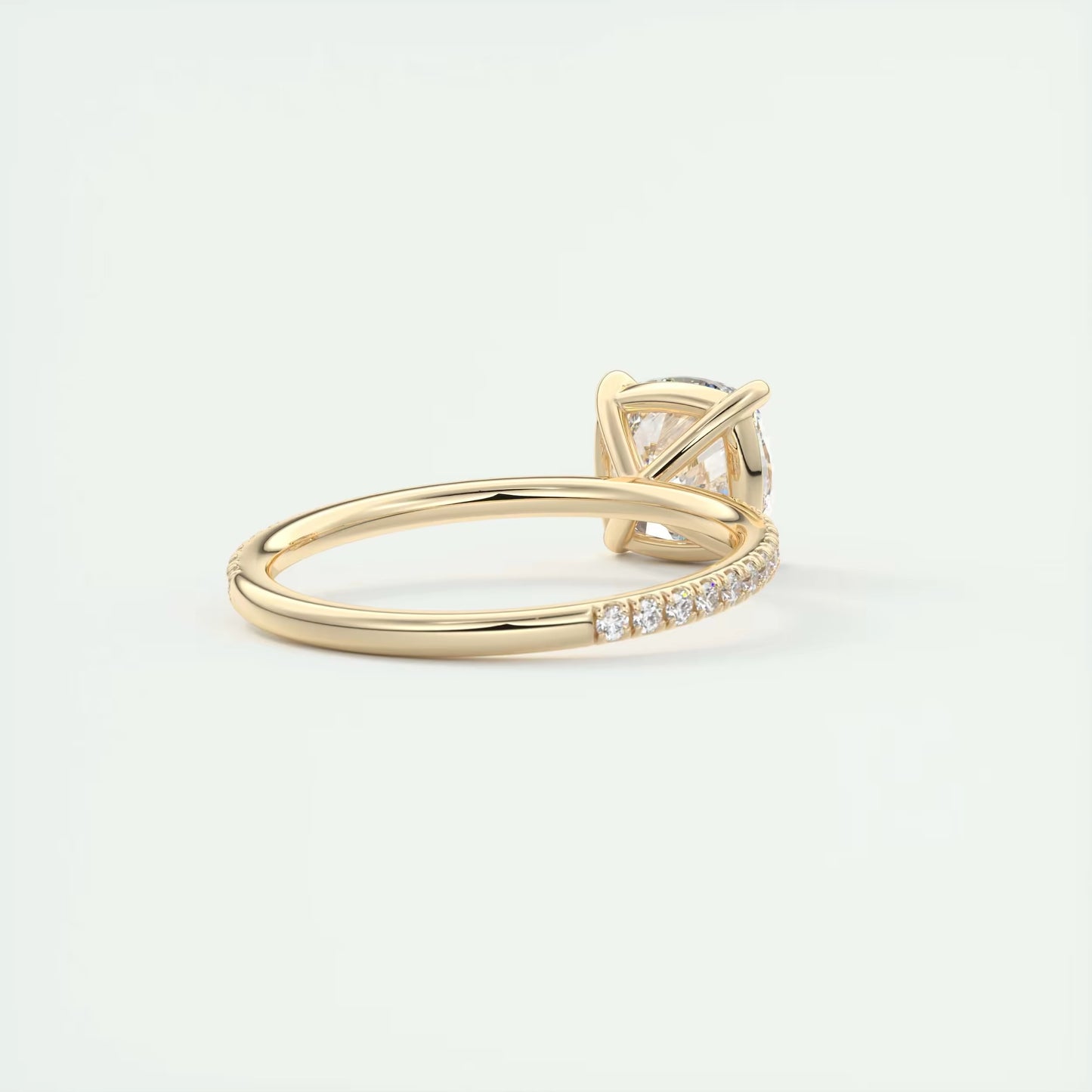 2.25 Ct Harper Pavé Cushion Center with 1.5mm French Set Pavé Ring