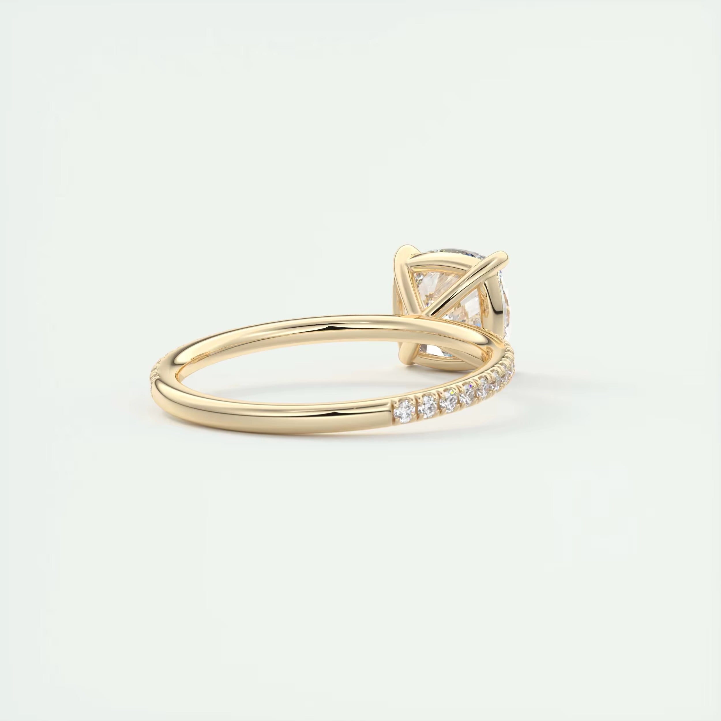 2.25 Ct Harper Pavé Center Stone Cushion with 1.5mm French Set Pavé Ring