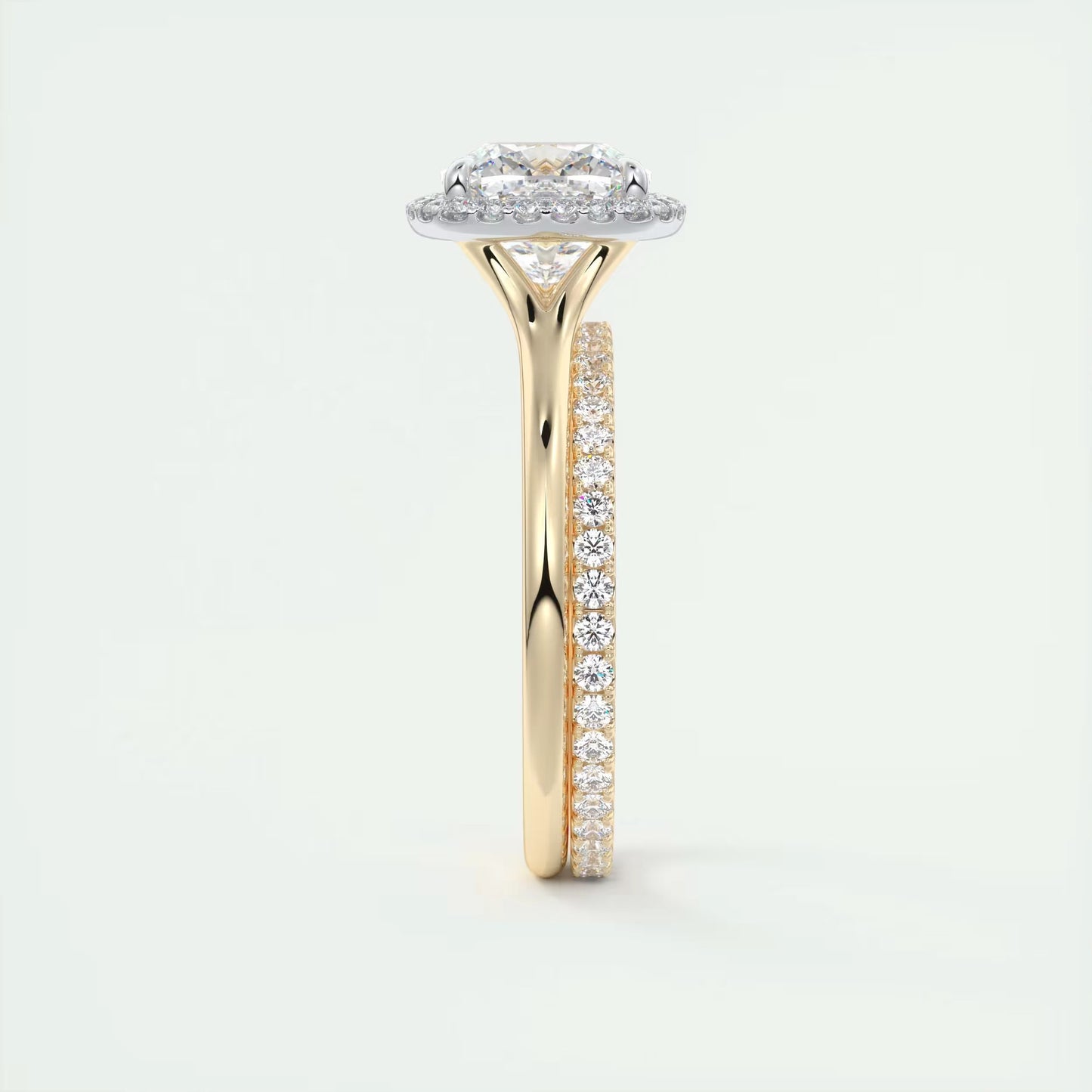2.10 CtThe Breezy Halo Cushion Center with French Set Halo Ring