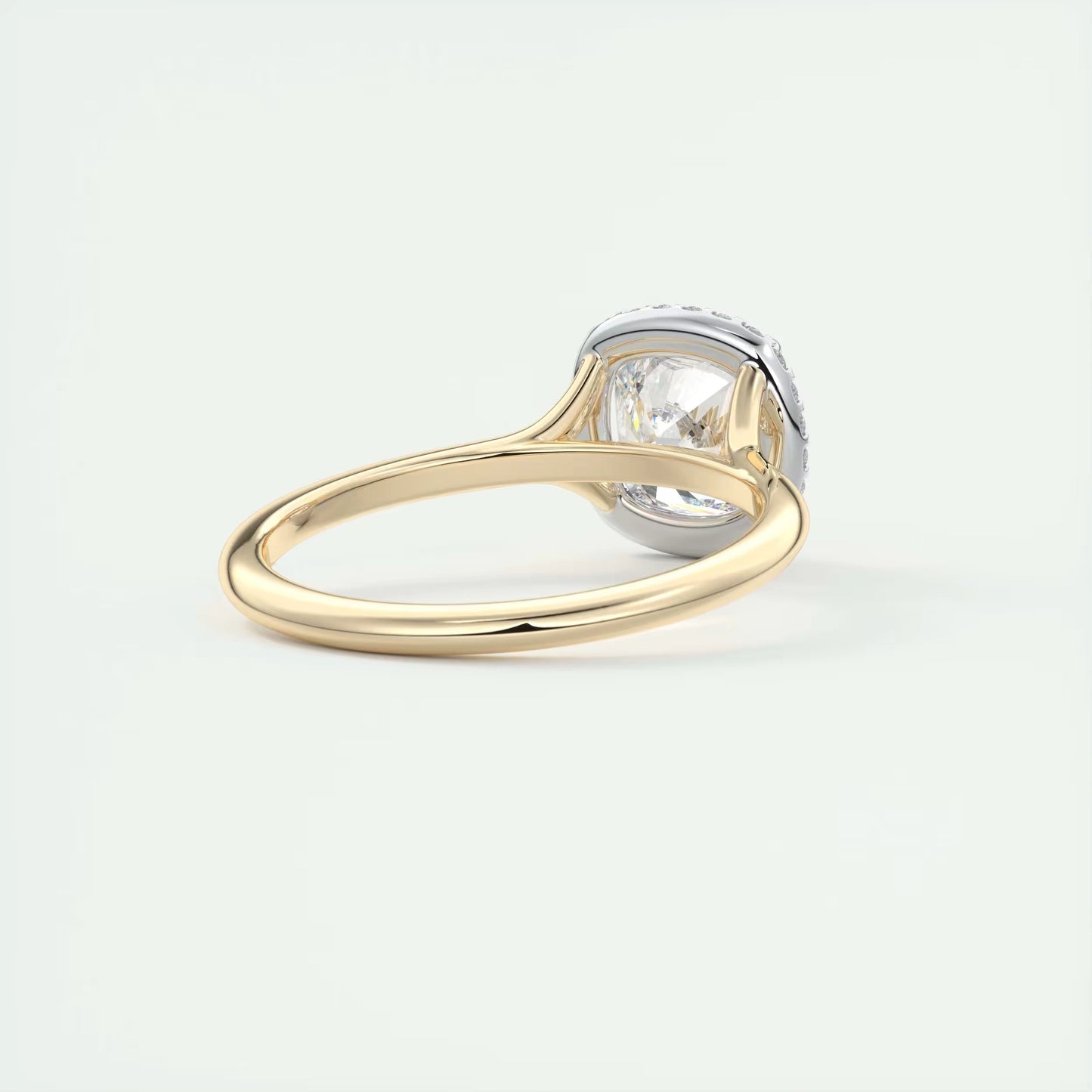 2.10 CtThe Breezy Halo Cushion Center with French Set Halo Ring