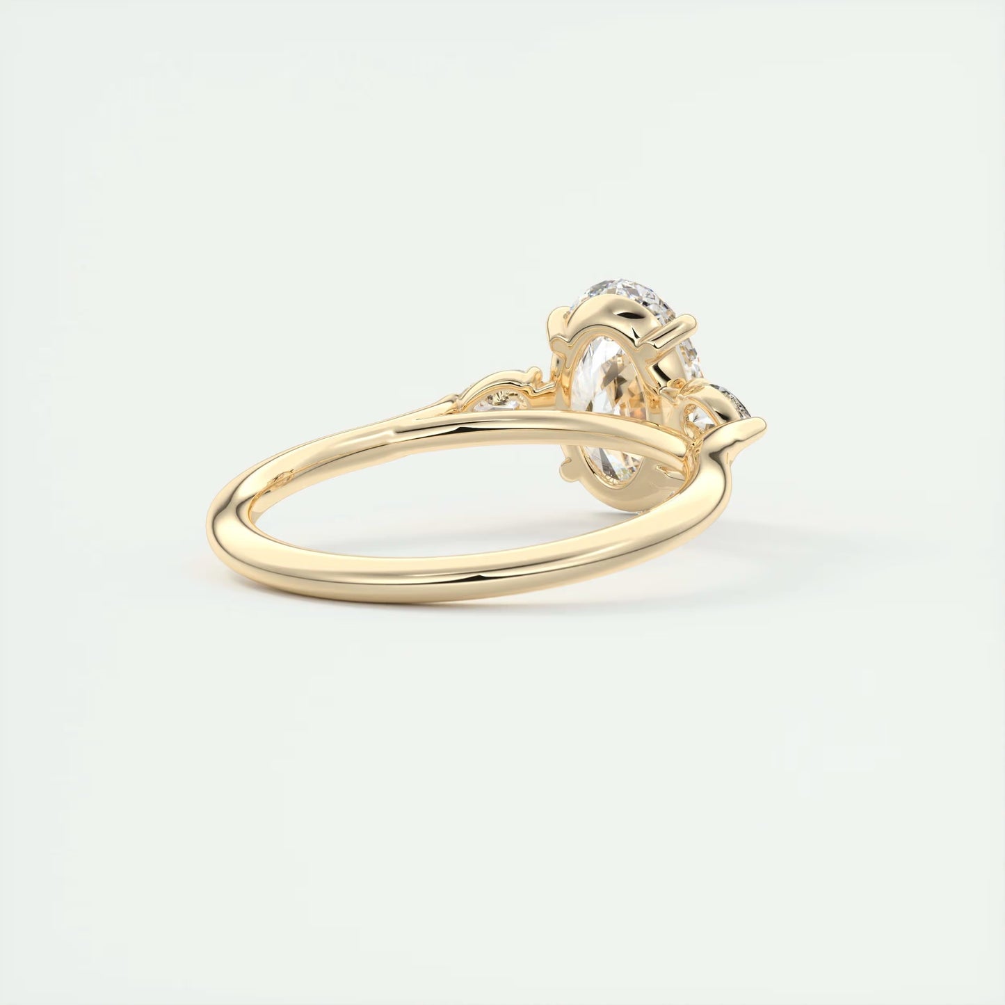 2.50 Ct Breezy Pears Oval Solitaire Side Stone Rings