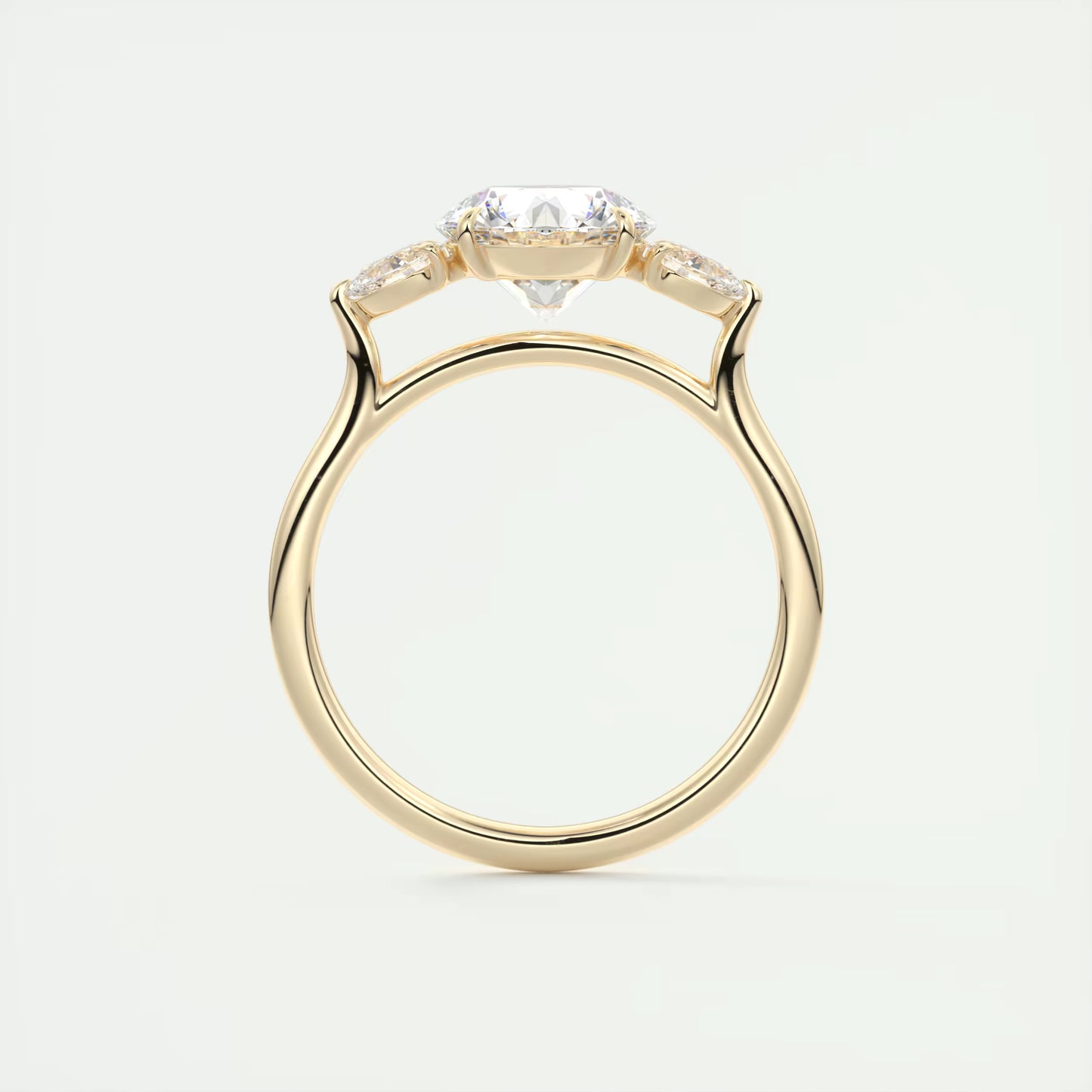 6-7 GM Round Solitaire Ring Side Stone Three Stone Diamond Engagement Rings