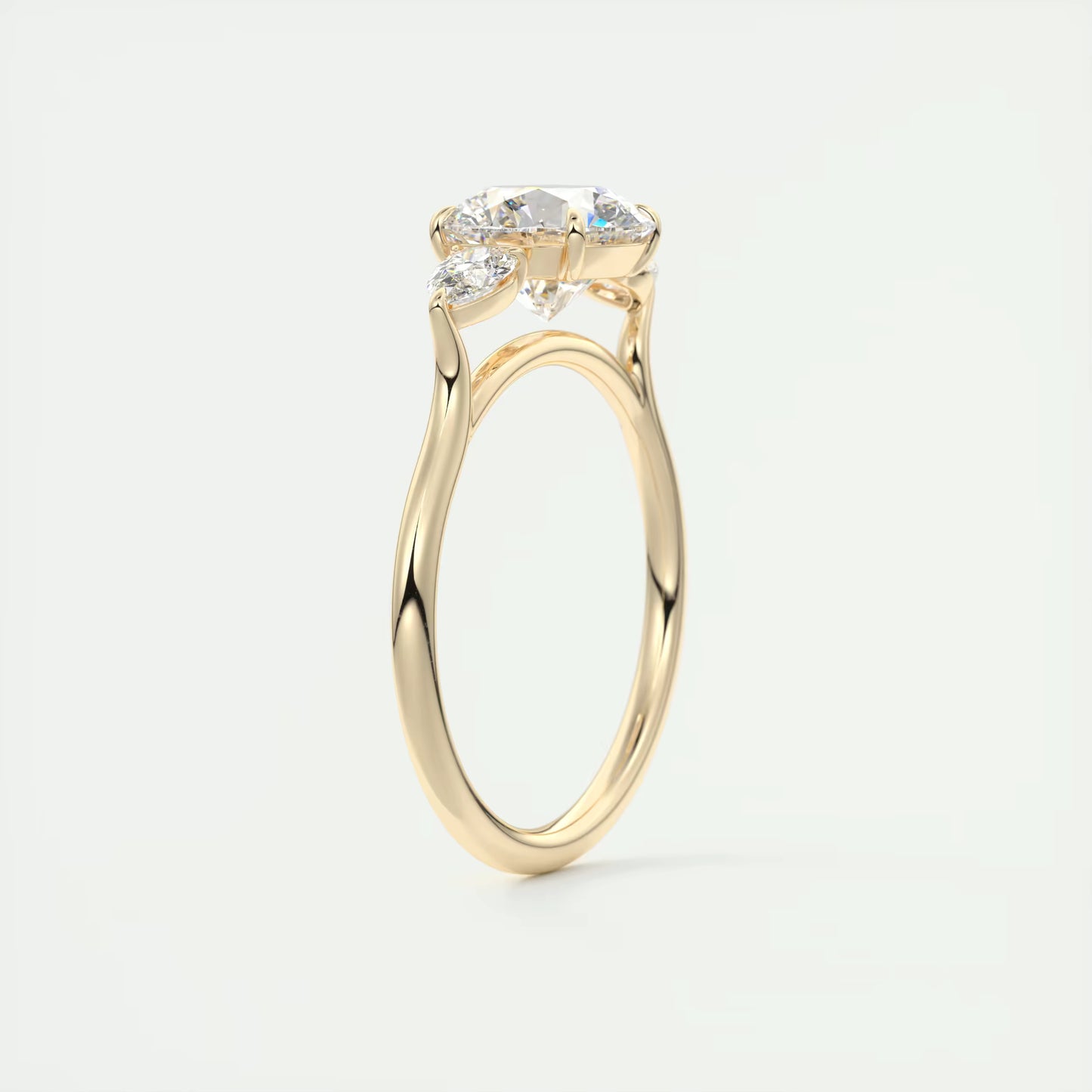 6-7 GM Round Solitaire Ring Side Stone Three Stone Diamond Engagement Rings