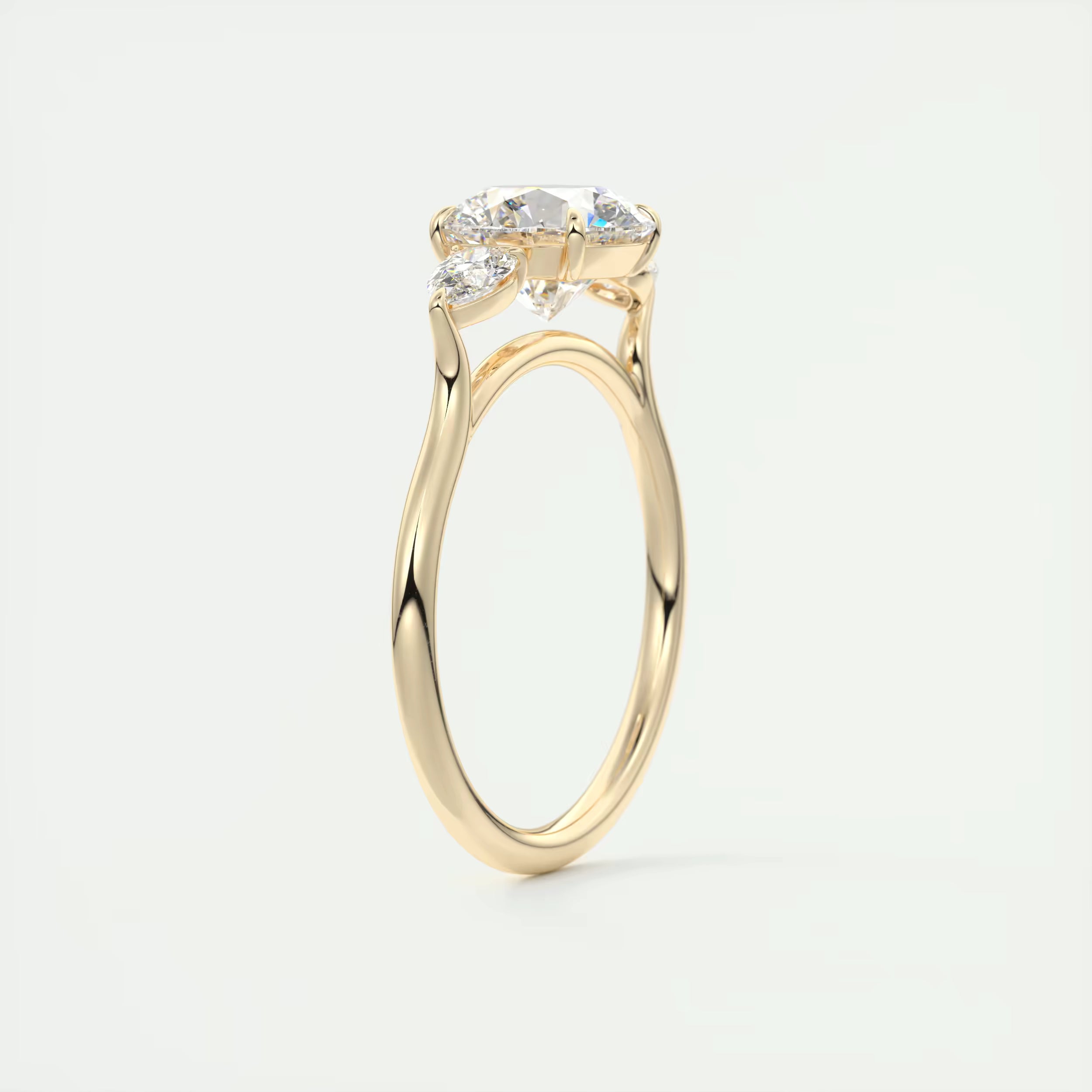 2.80 Ct Round Solitaire Ring Side Stone Three Stone Diamond Engagement Rings