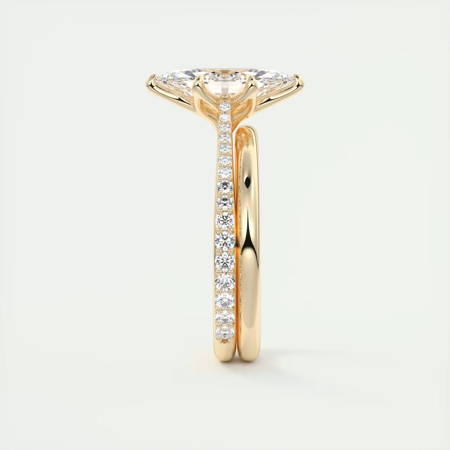 1.85 Ct Cathedral Royale Pavé Marquise Floral Flush Stacking Pave Cathedral six prong Ring