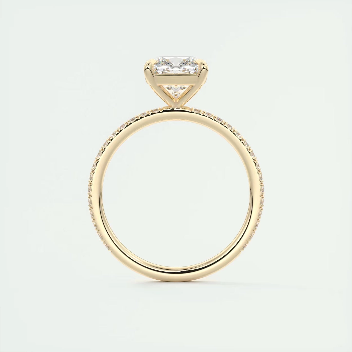 2.25 Ct Harper Pavé Cushion Center with 1.5mm French Set Pavé Ring