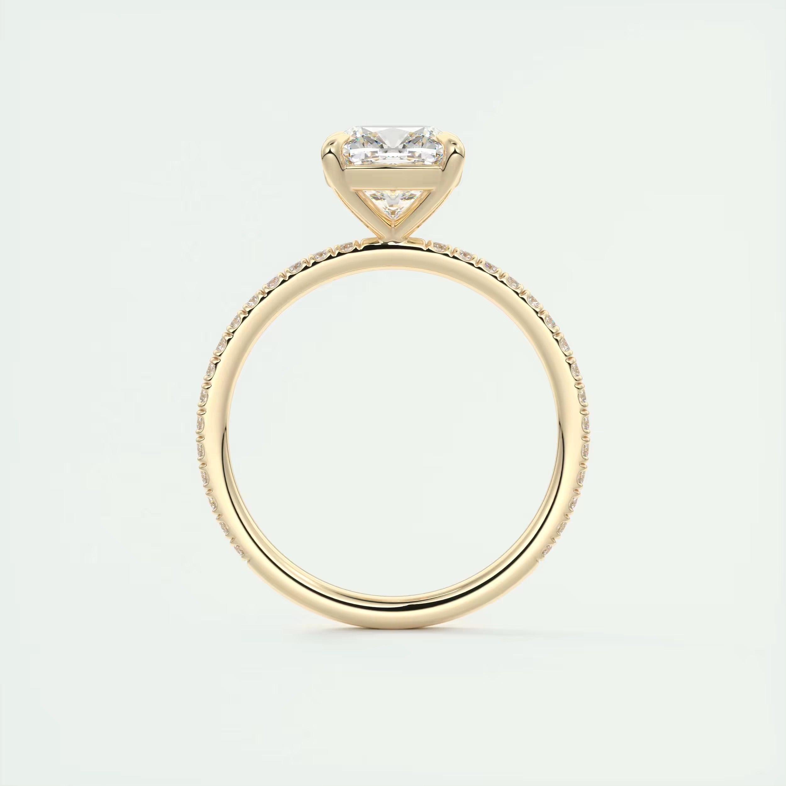 2.25 Ct Harper Pavé Center Stone Cushion with 1.5mm French Set Pavé Ring