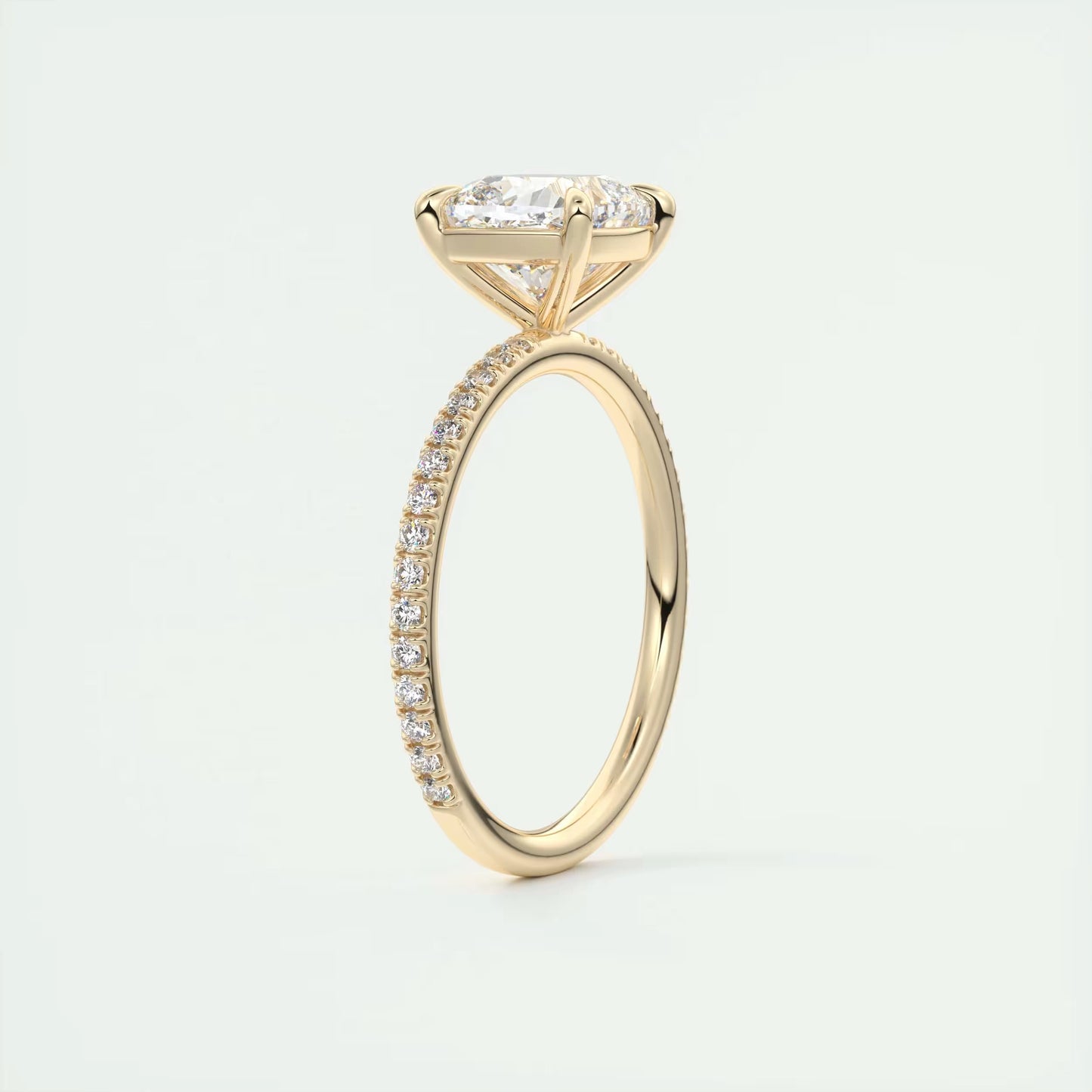 2.25 Ct Harper Pavé Cushion Center with 1.5mm French Set Pavé Ring