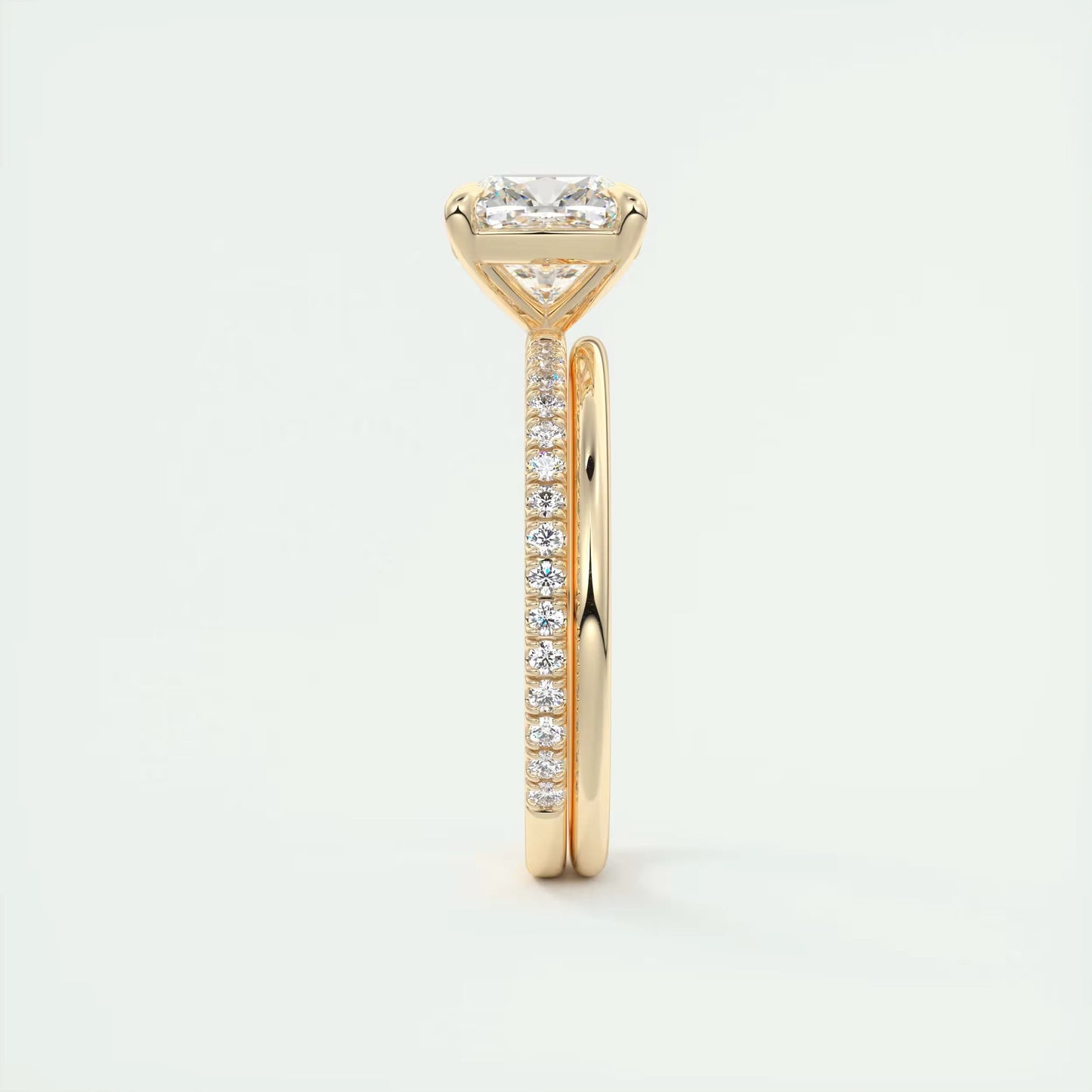 2.25 Ct Harper Pavé Cushion Center with 1.5mm French Set Pavé Ring