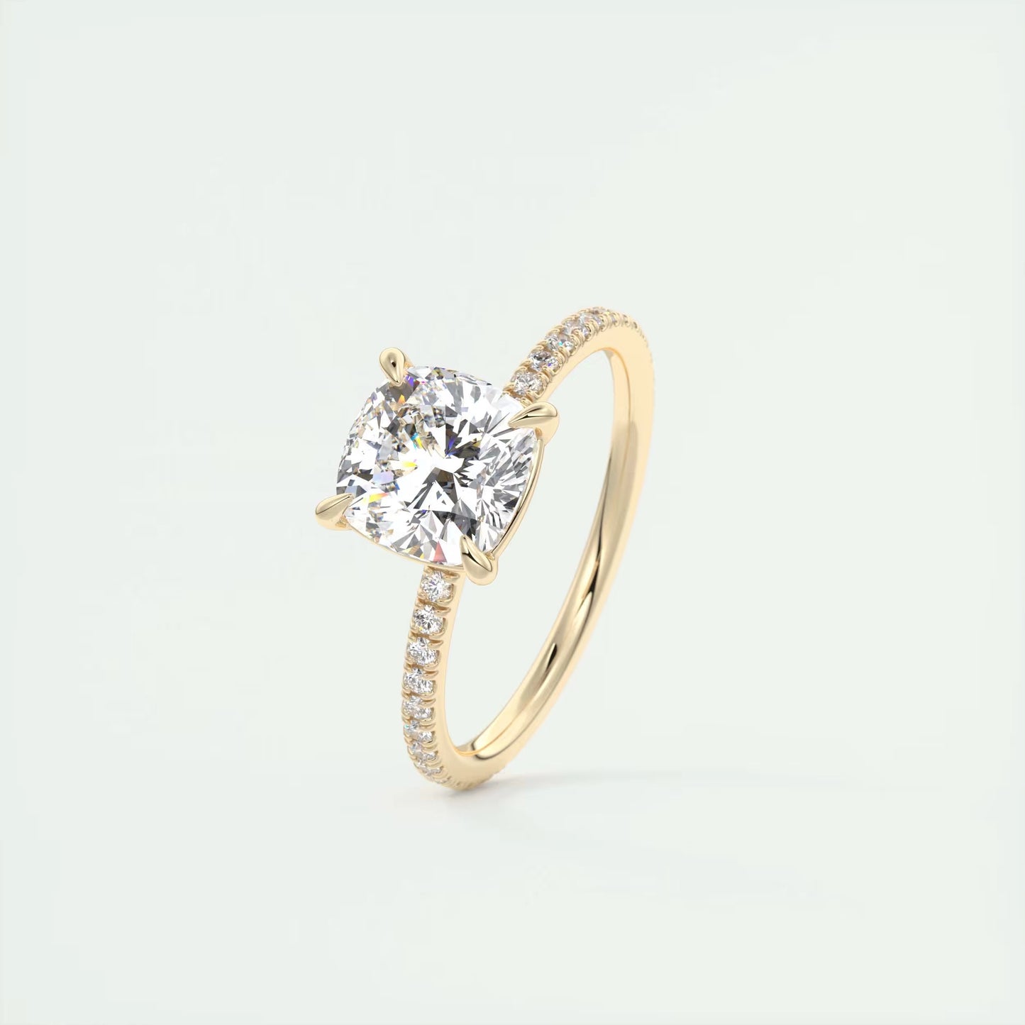 2.25 Ct Harper Pavé Cushion Center with 1.5mm French Set Pavé Ring