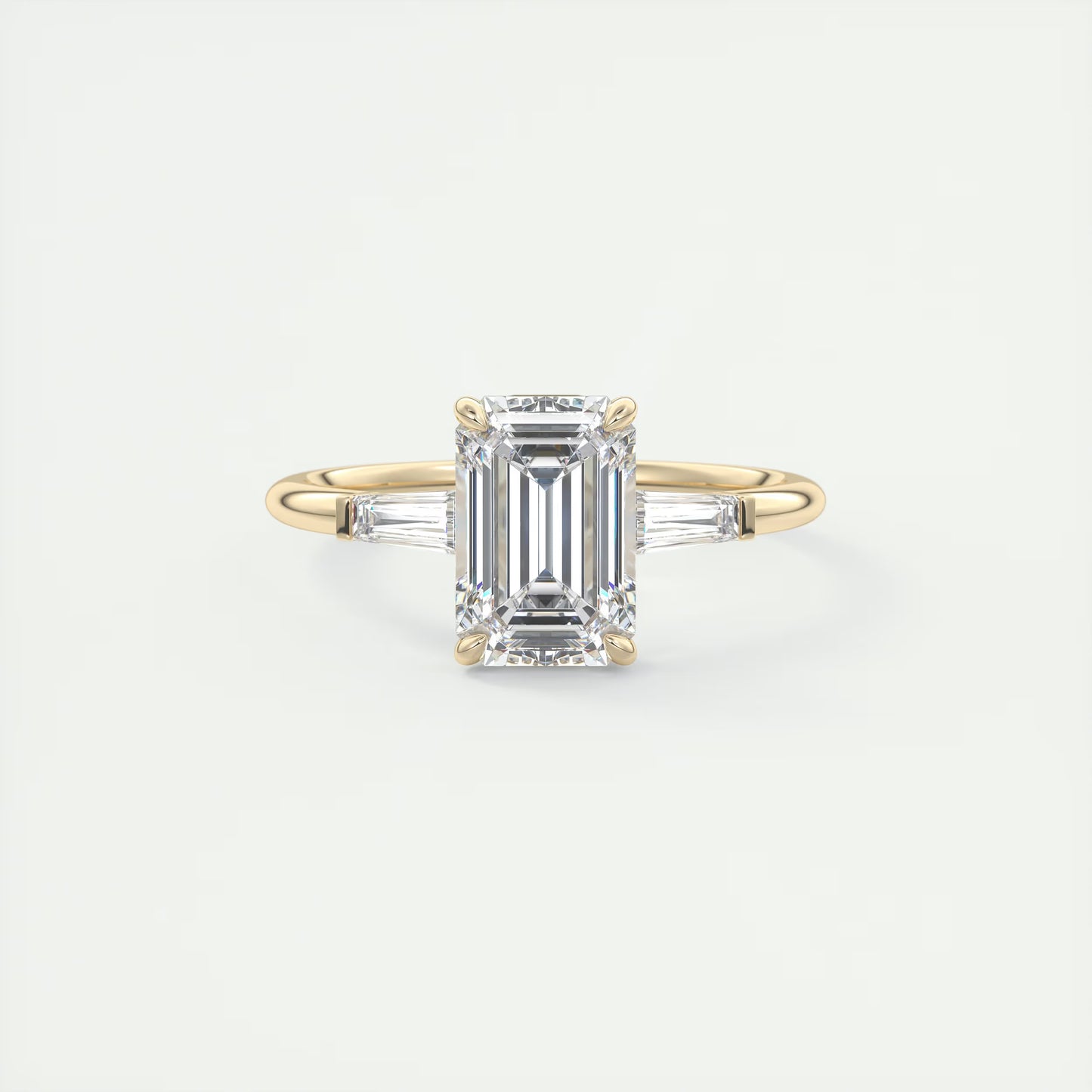 2.15 Ct Plunge Emerald Plunge Three Stone Engagement Rings