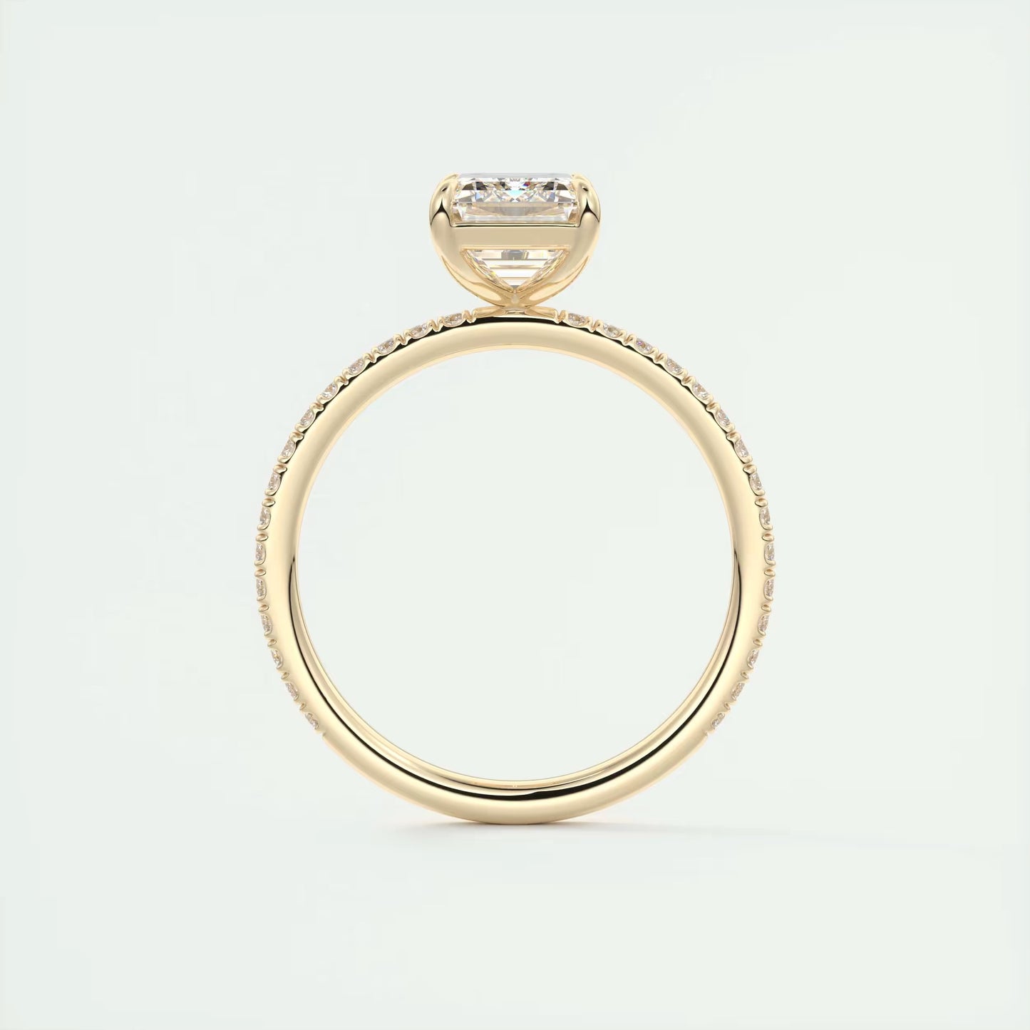 2.25 Ct Harper Pavé Emerald Center with 1.5mm French Set Pavé Ring