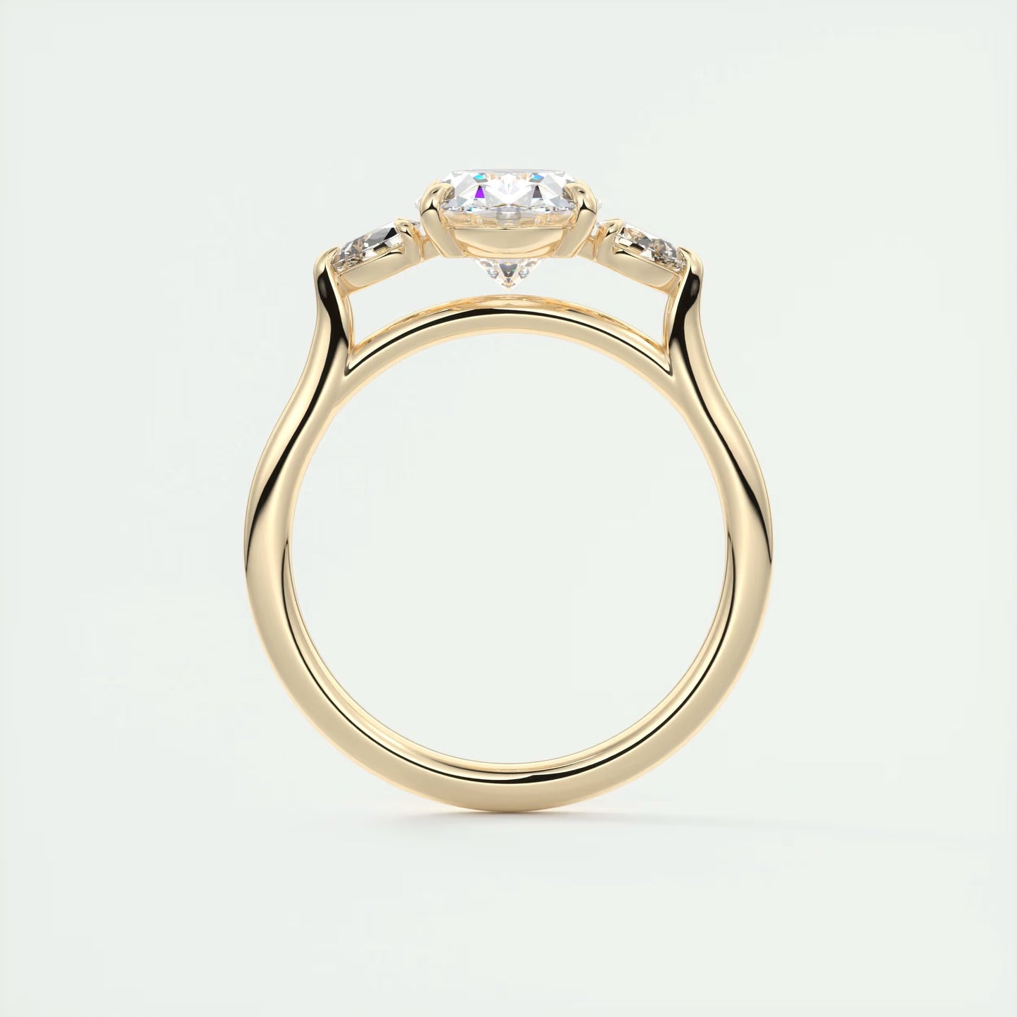 2.50 Ct Breezy Pears Oval Solitaire Side Stone Rings