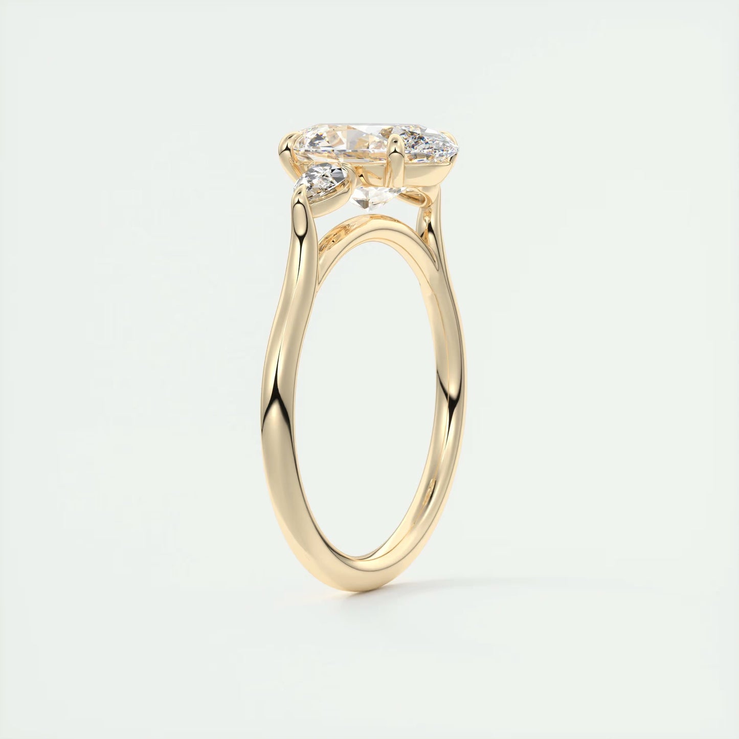 2.50 Ct Breezy Pears Oval Solitaire Side Stone Rings