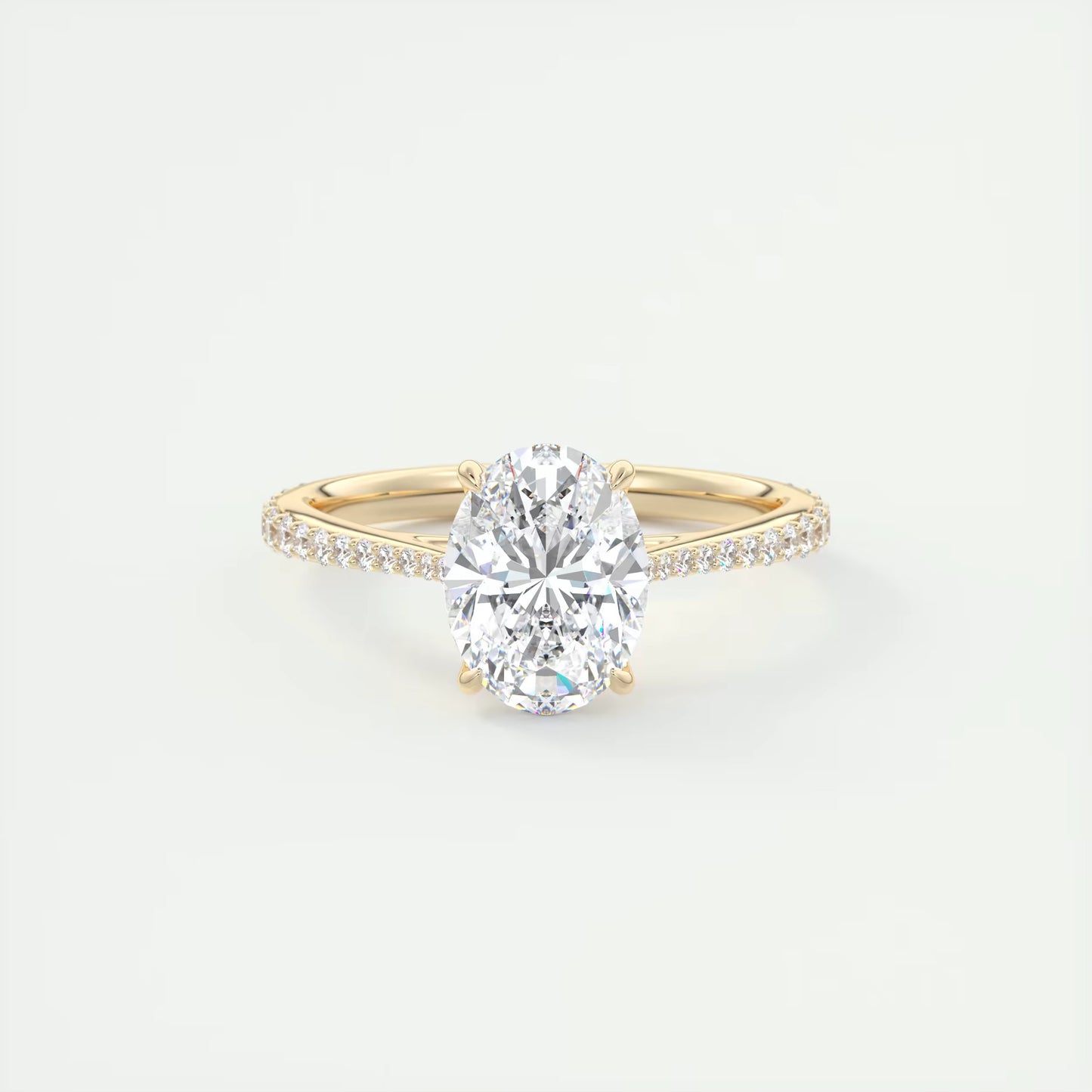 1.85 Ct Cathedral Royale Pavé Oval Floral Solitaire Ring