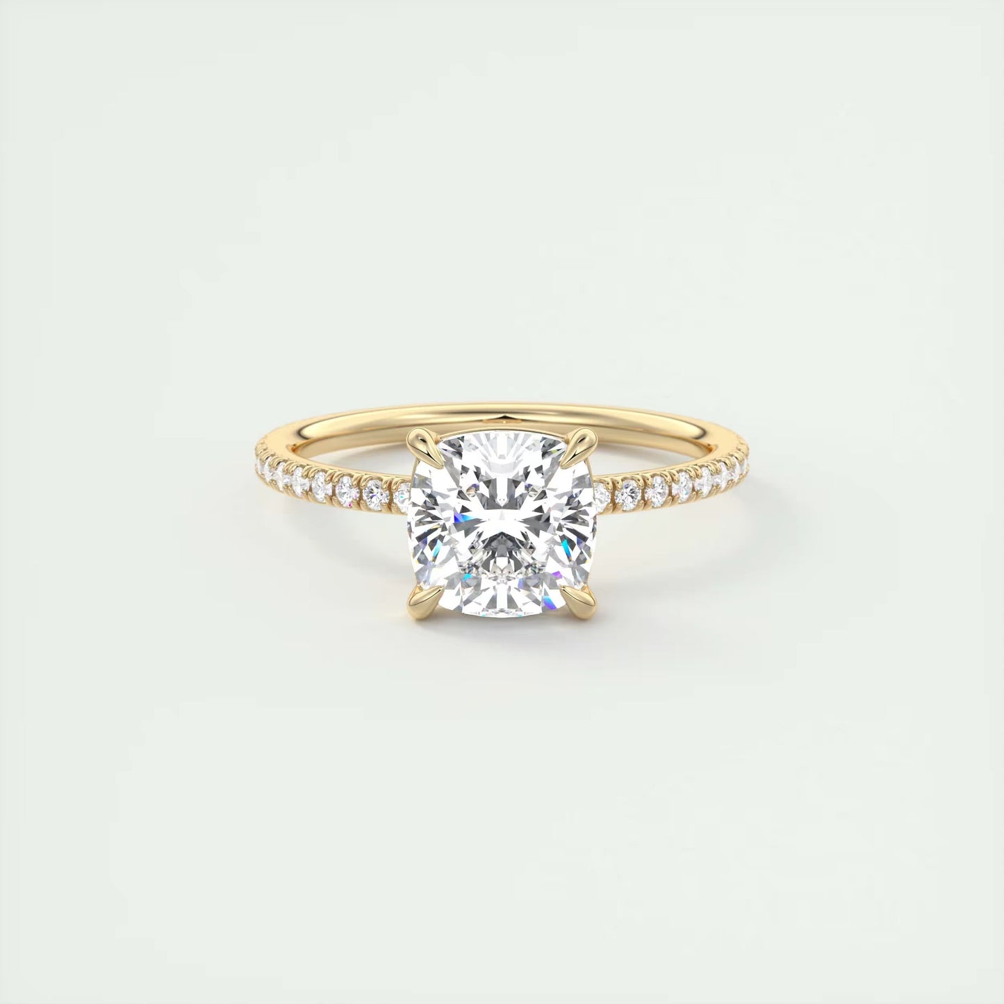 2.25 Ct Harper Pavé Cushion Center with 1.5mm French Set Pavé Ring