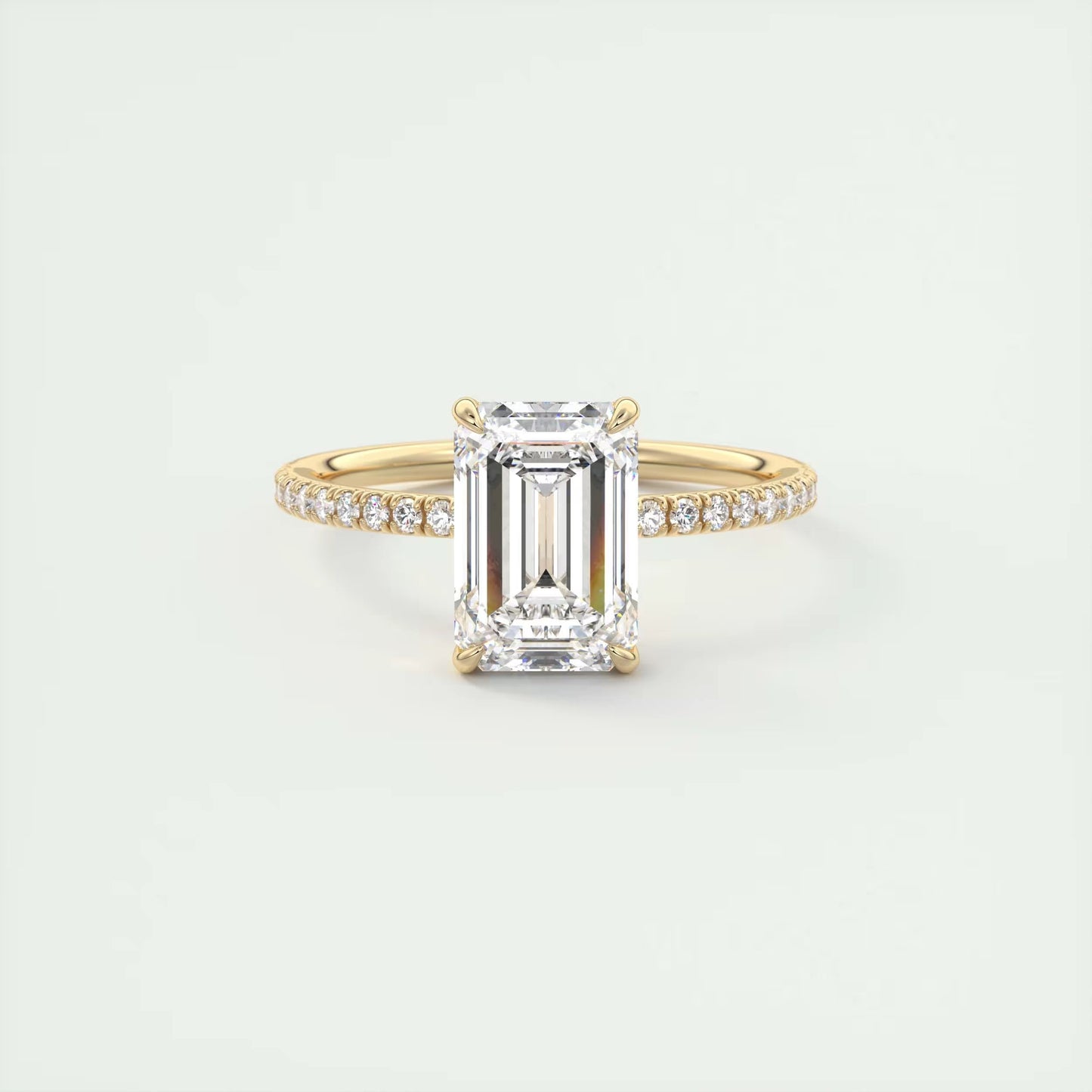 2.25 Ct Harper Pavé Emerald Center with 1.5mm French Set Pavé Ring