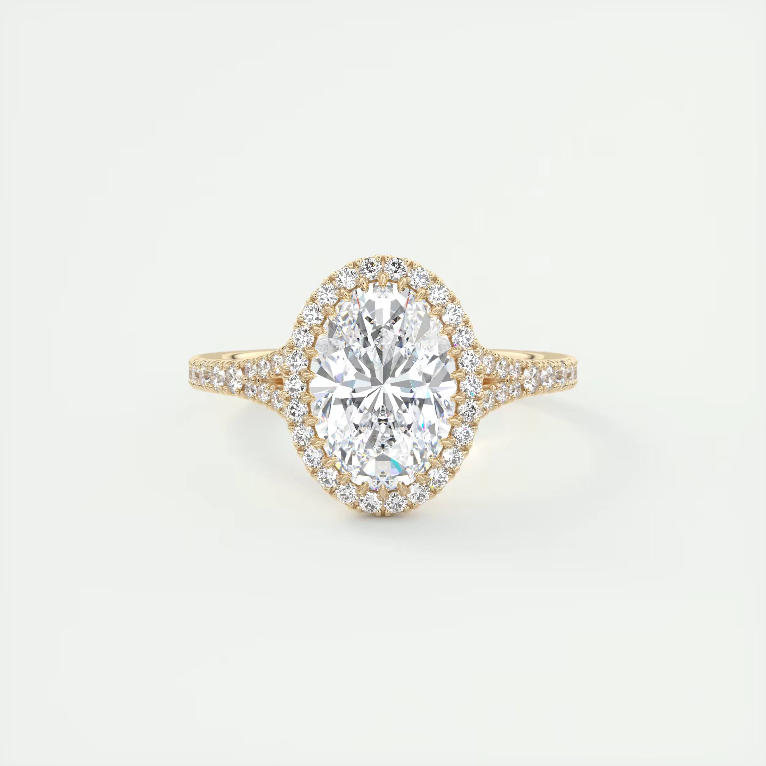 2.60 Ct The French Halo Oval Cut Diamond with Miniature Prongs Ring