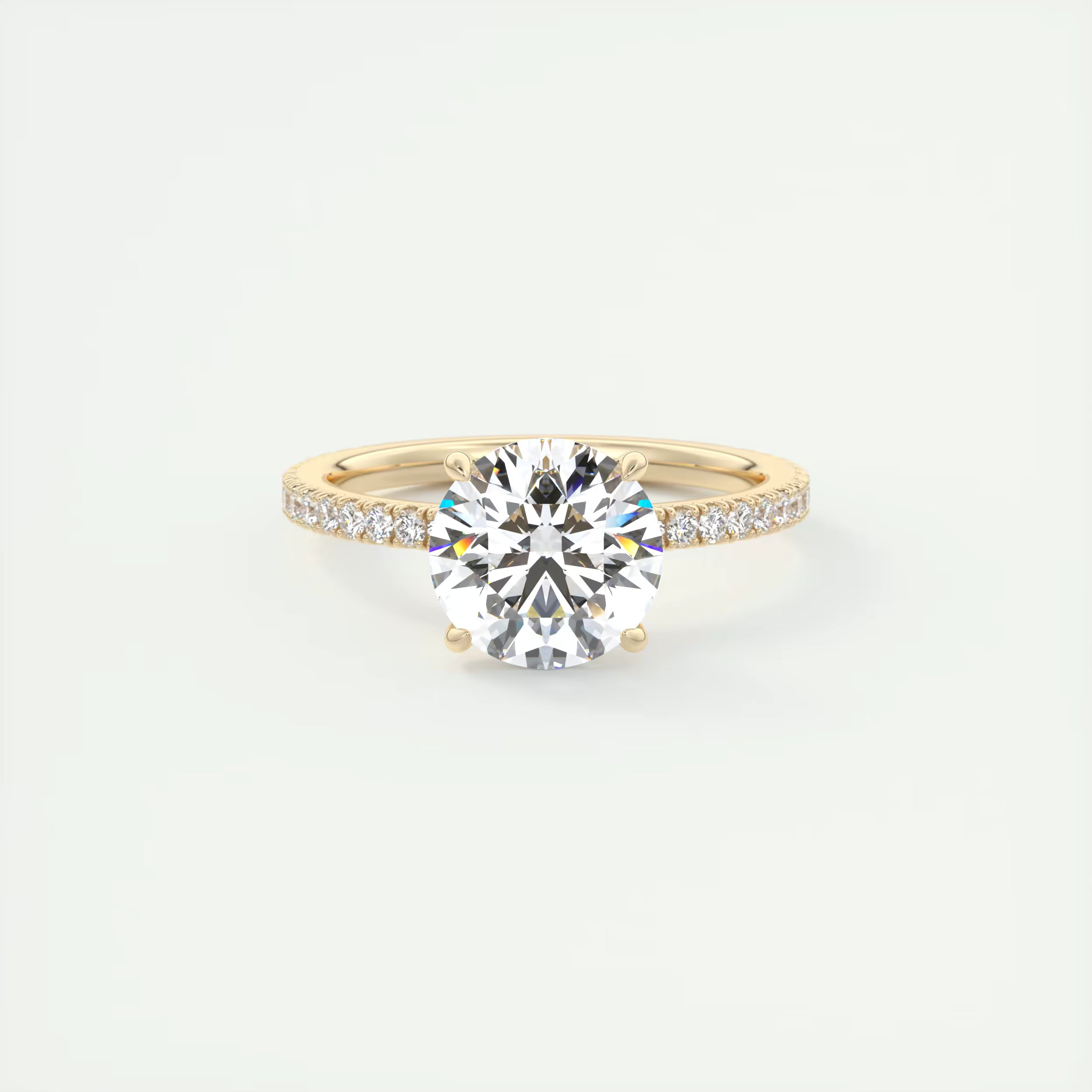 2.50 Ct Round Solitaire Ring with 3/4 French Set Pave Engagement Rings
