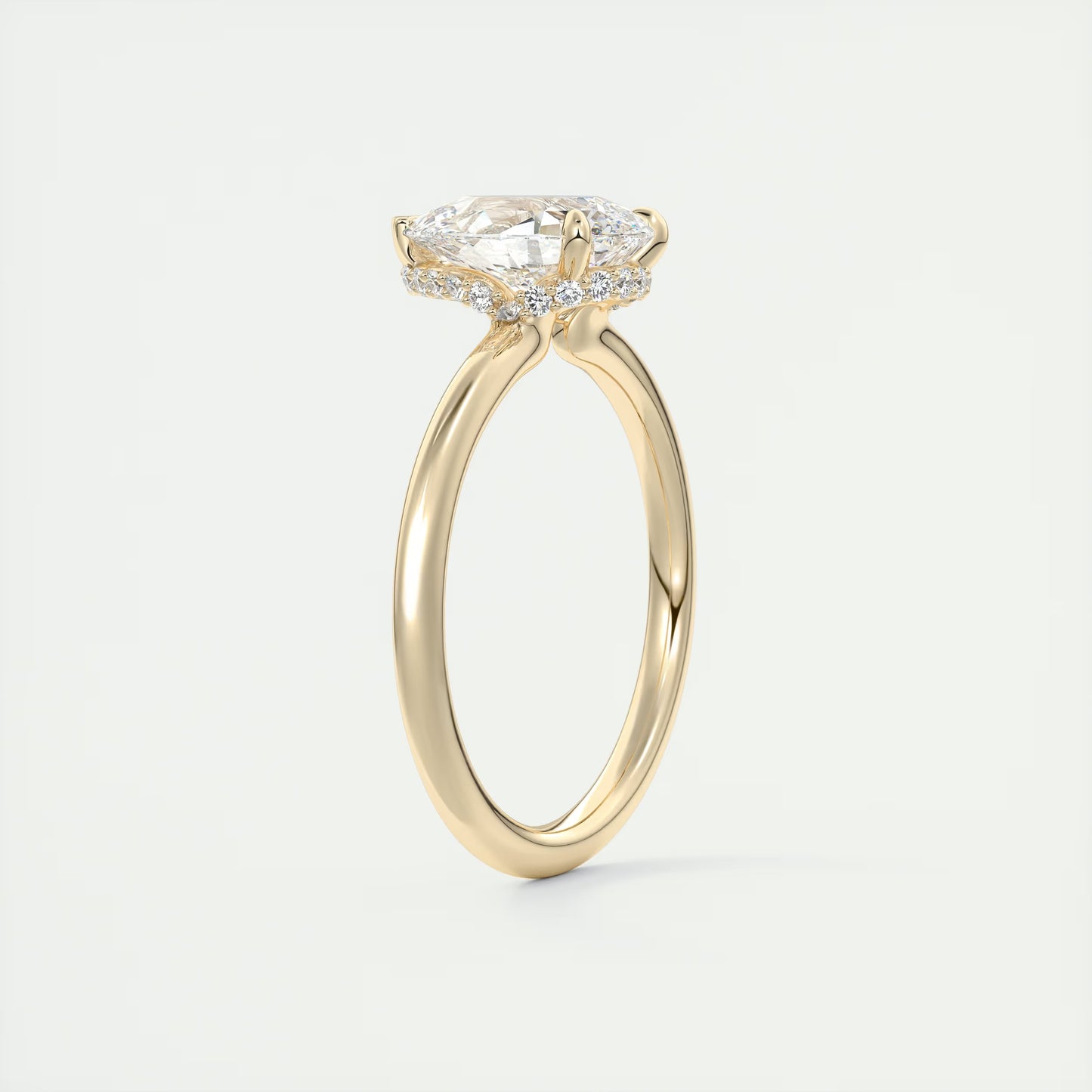 2.10 Ct Plunge Hidden Halo Pear - Low Profile with Diamond Details Engagement Rings