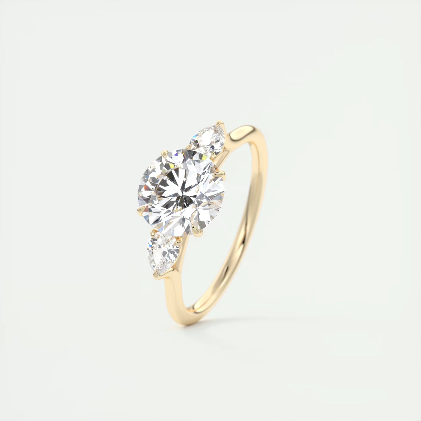 6-7 GM Round Solitaire Ring Side Stone Three Stone Diamond Engagement Rings